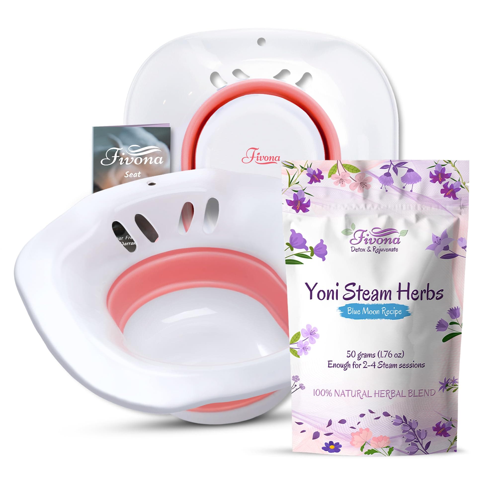 Fivona Yoni Steam Kit 2 in 1 for Herbal V Steaming Sitz Bath Seat with Yoni Steam Herbs Bundle - at Home V-SPA Cleansing Set for Toilet Bowl - Detox and Rejuvenate with All-Natural Herbal Therapy
