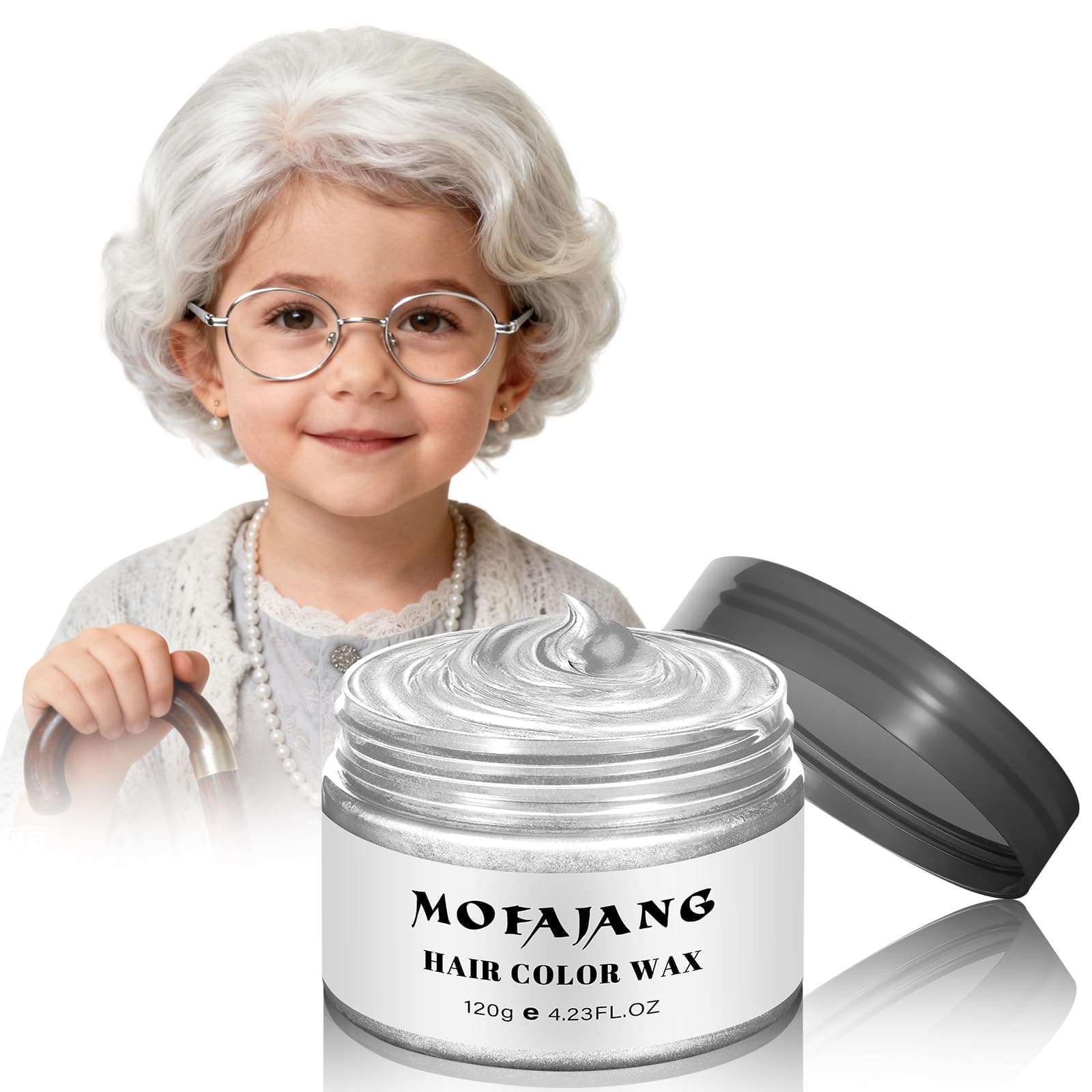 White Hair Spray Color, Hair Color Wax 4.23Oz, Natural Hair Wax Color, Washable Kids Women Temporary Hair Color Dye for Beard,100 Days of School,Parties,Cosplay,Role Playing,Christmas,Halloween(White)