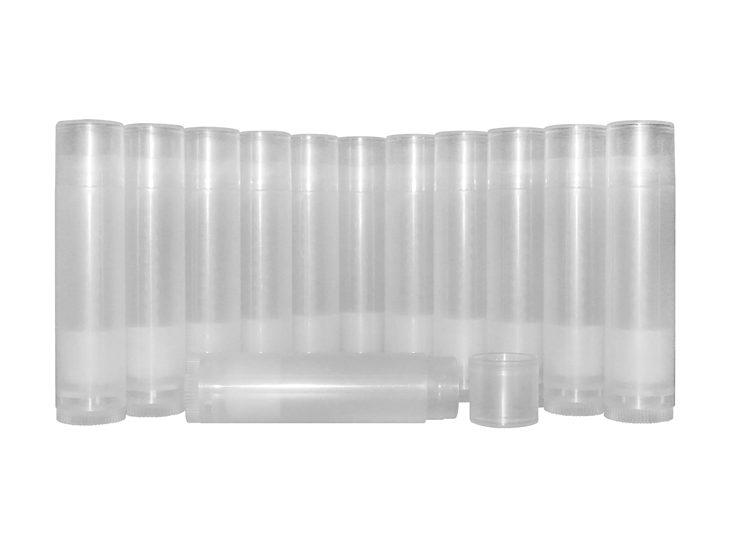 DIY Natural Products 100 Clear Round Empty Lip Balm Tube & Lid 3/16 oz USA Made BPA Free Mini Slim Plastic containers bulk wholesale stick glue toothpaste use with wax pellets non eos chaptstick jars