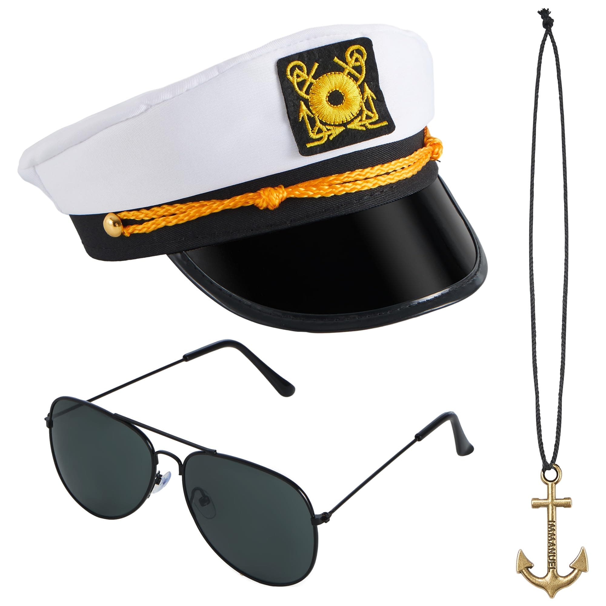 Spooktacular Creations Yacht Sailor Hat Costume Accessories Set, Captain Cap ...