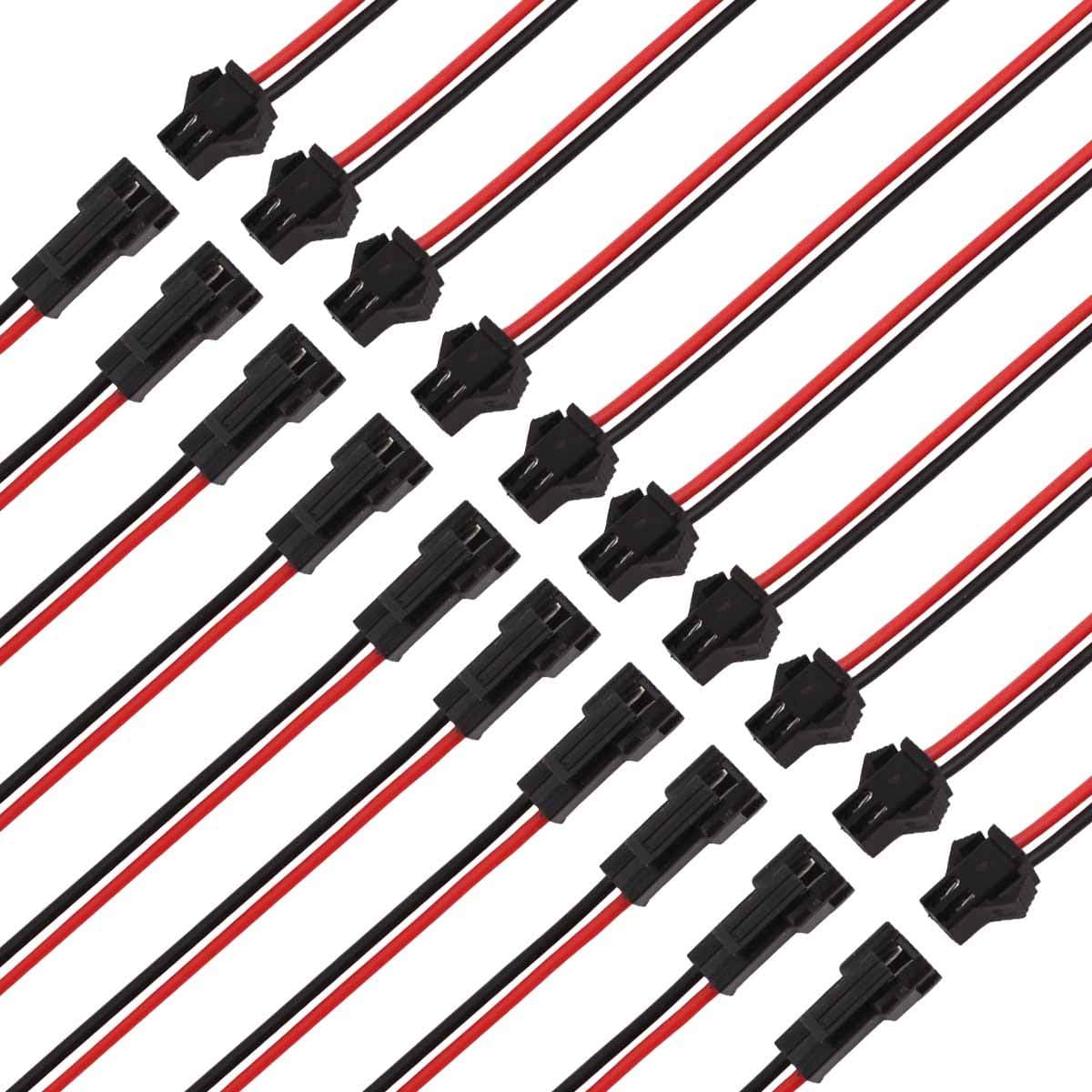 ACTOO 2 Pin JST Connector LED Power Male to Female Connector SM Wire Cable Adapter for 3528 5050 LED Light Strip