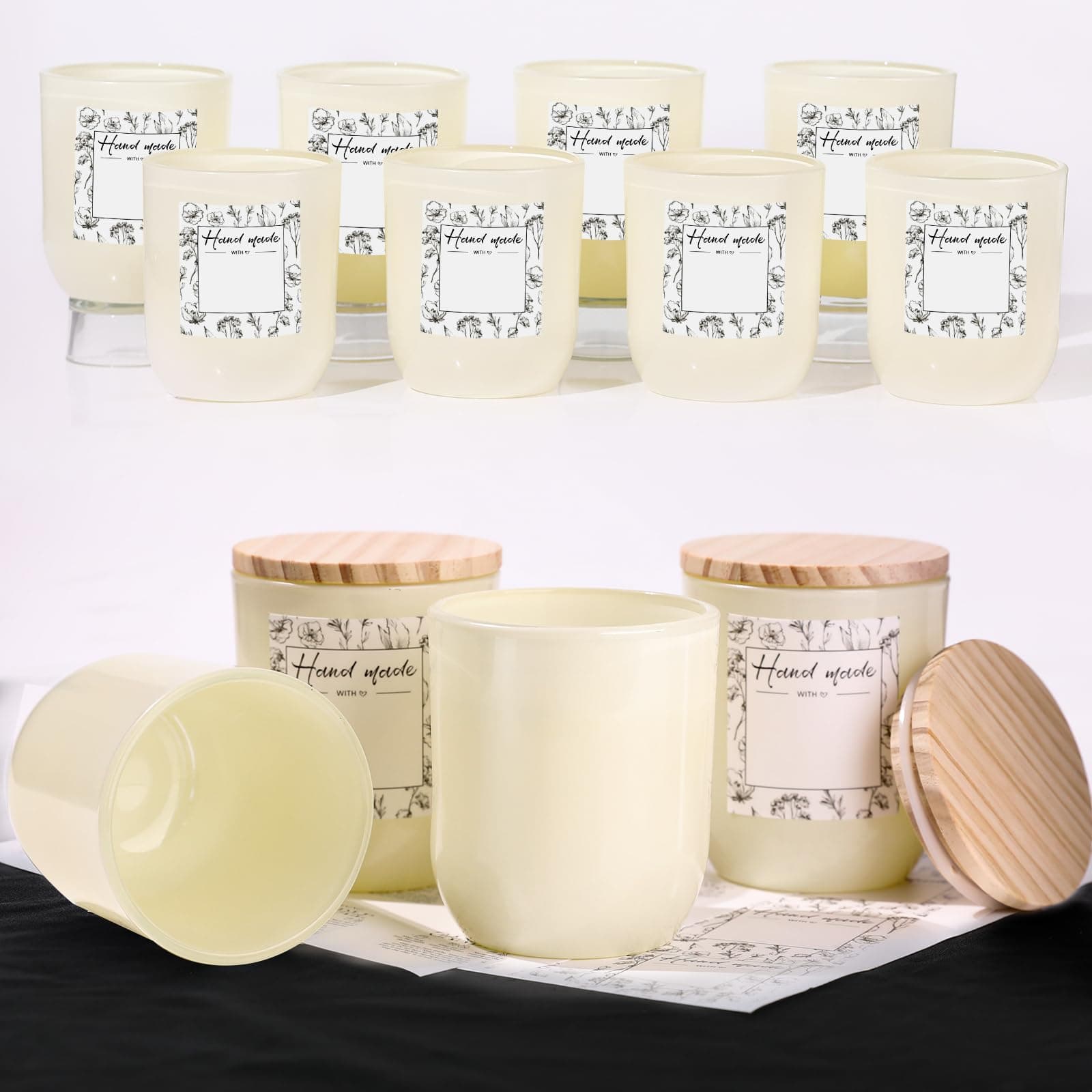 LETINE White Candle Jars 8oz 12pcs Glass Candle Containers with Lids for Candle Making Supplies Home Storage Wedding Gift | Versatile Candle Containers for Candle Making and DIY Crafts