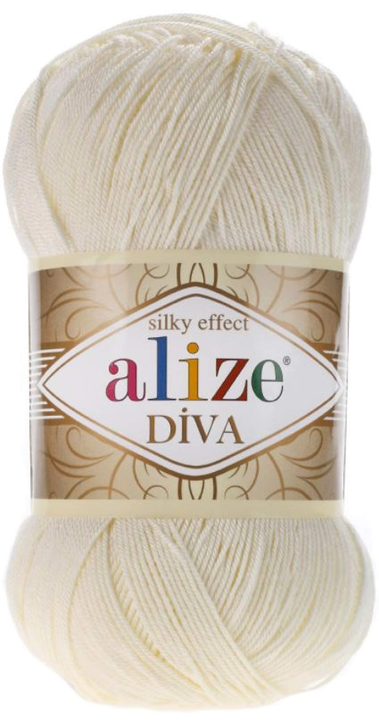 Alize Diva Silk Effect 100% Microfiber Acrylic Yarn 1 Ball skeins 100gr 383yds Color (383-Stone)