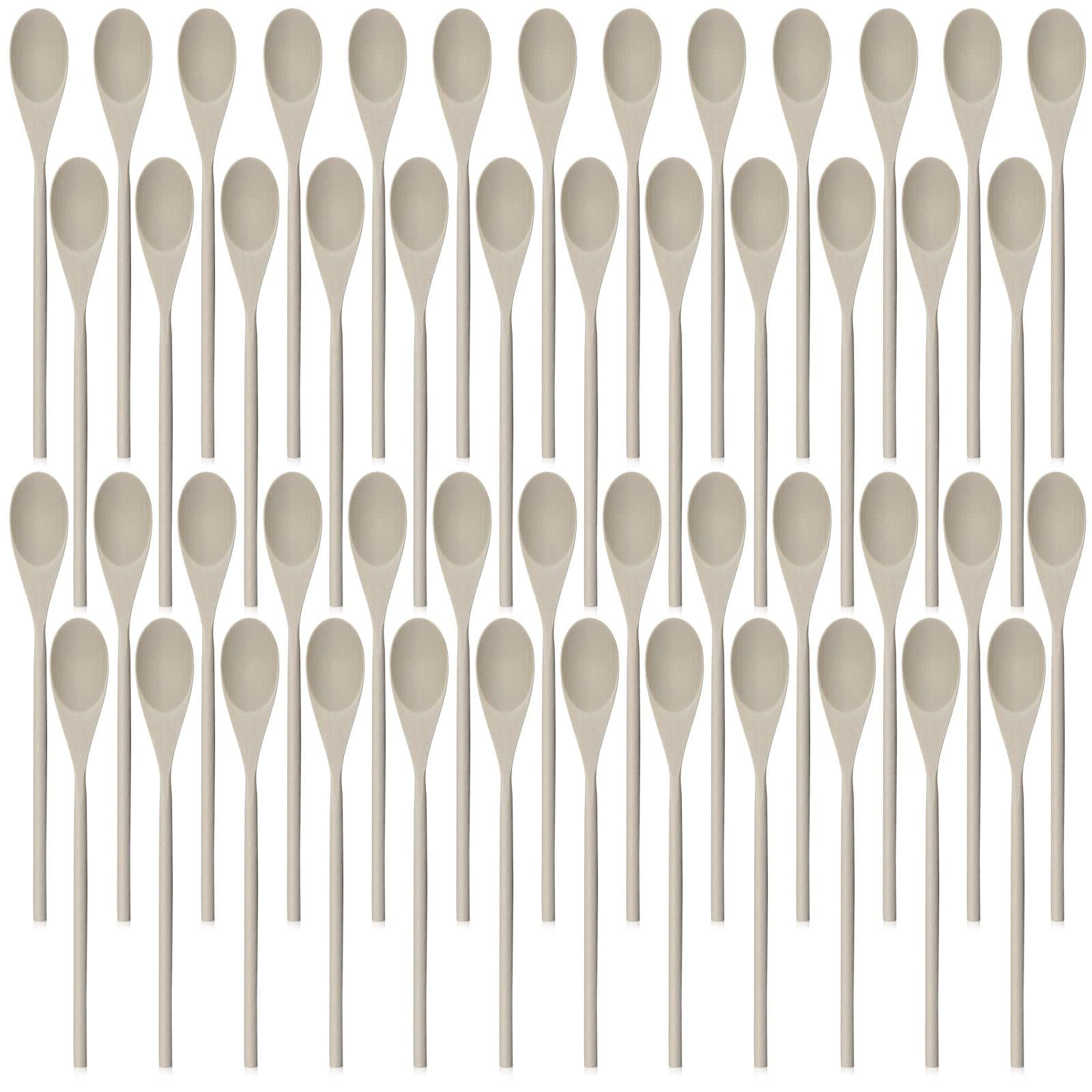 Eaasty 50 Pcs 12 Inch Wooden Spoons for Cooking Wooden Mixing Spoon Long Handle Oval Cooking Baking Serving Utensils for Serving Stirring Tasting Kitchen DIY Crafts