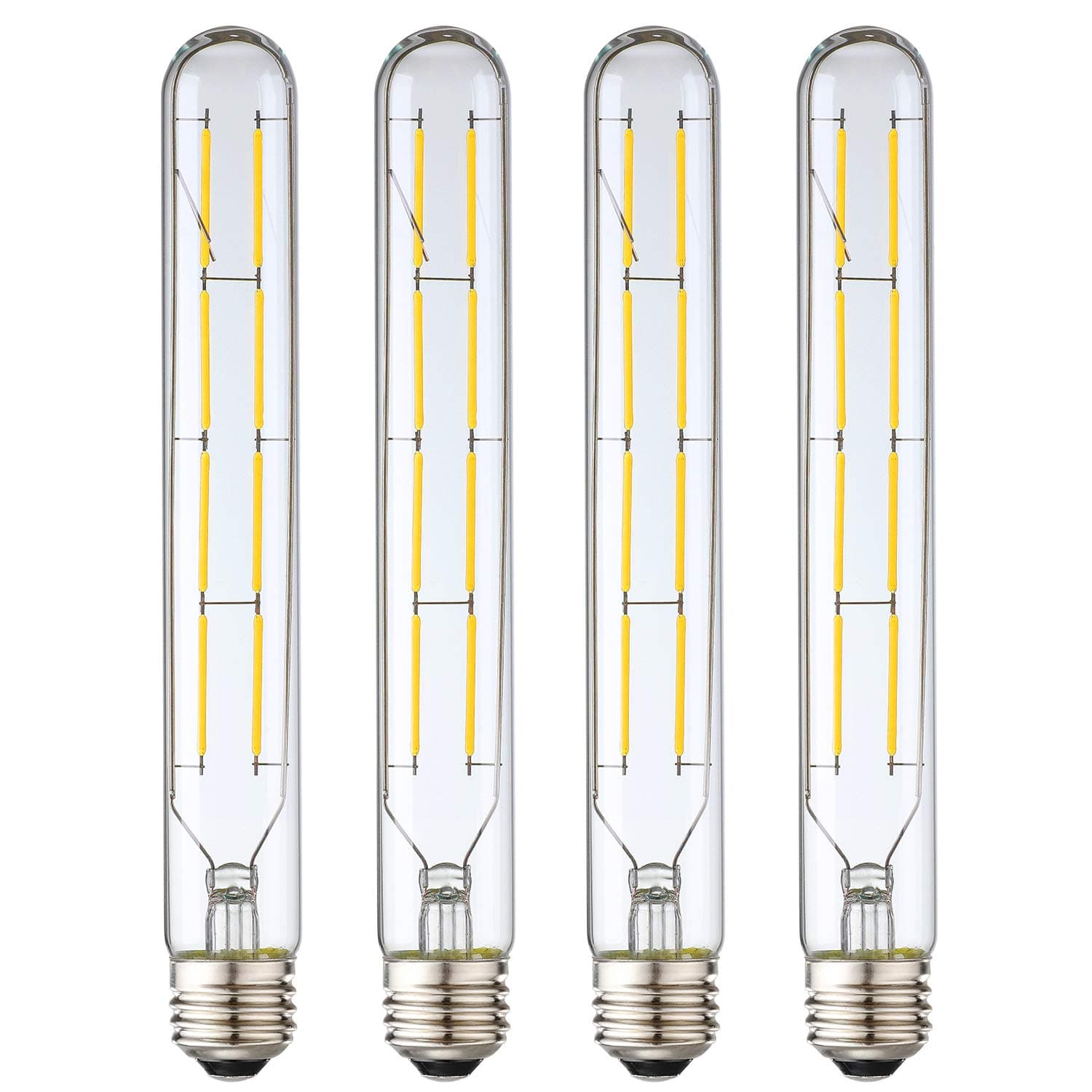 Leools 8W Dimmable Edison Led Tubular Bulb T10/T30,75 Watt Incandescent Bulb Equivalent, T10 Tube Edison Style LED Filament Bulb, 4000K Daylight Glow,8.9inch(225mm),4-Pack.