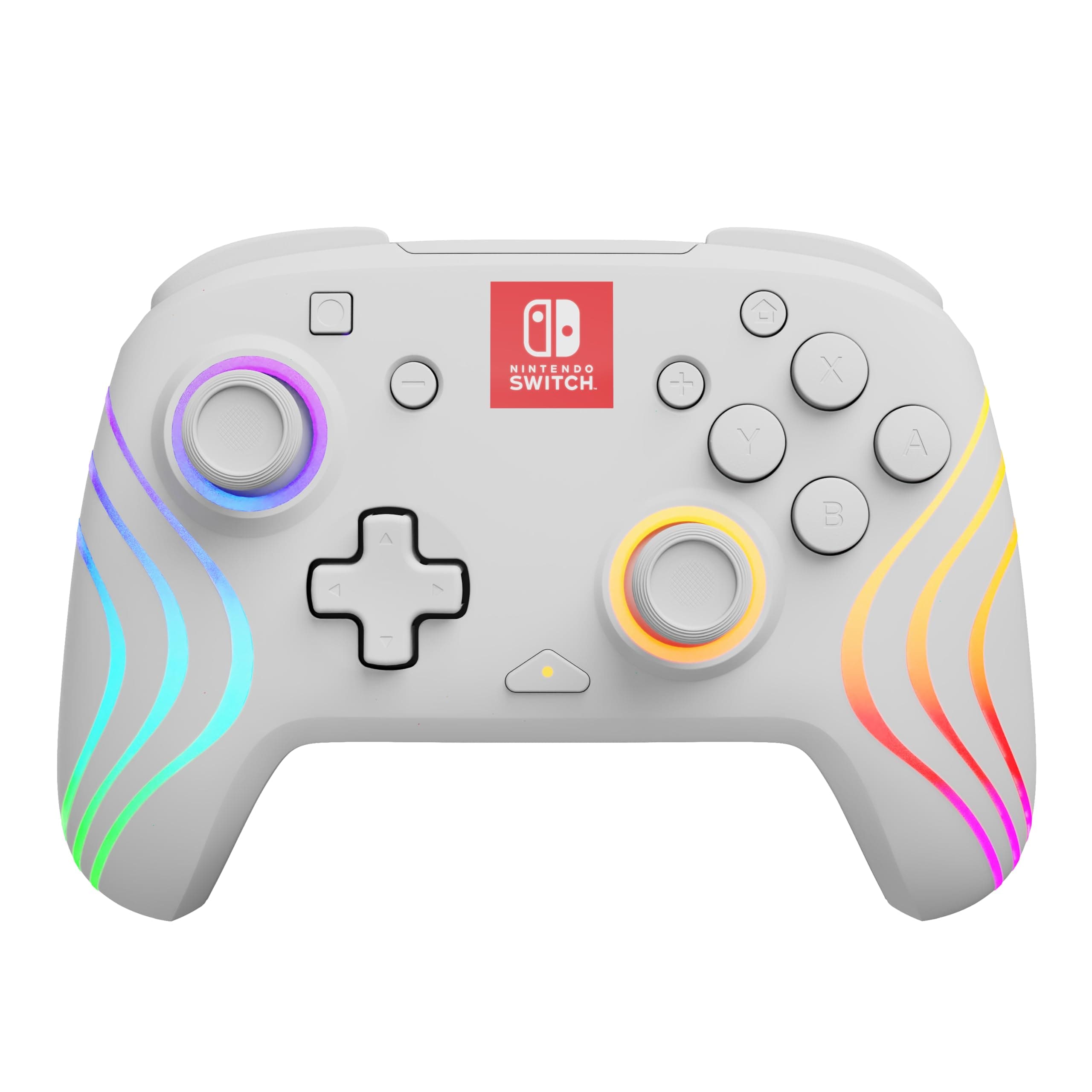PDP Afterglow Wave Enhanced Wireless Nintendo Switch Pro Controller, 8 Colors RGB LED, Dual Programmable Gaming Buttons, 40 Hour Rechargeable Battery Power, Officially Licensed by Nintendo: White