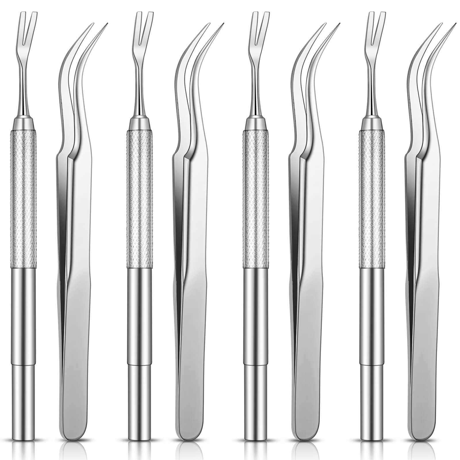 8 Packs Tick Remover Tool Set Stainless Steel Tick Removal Tool Include Tick Remover for Dogs Cats Tick Tweezers for Humans Pets