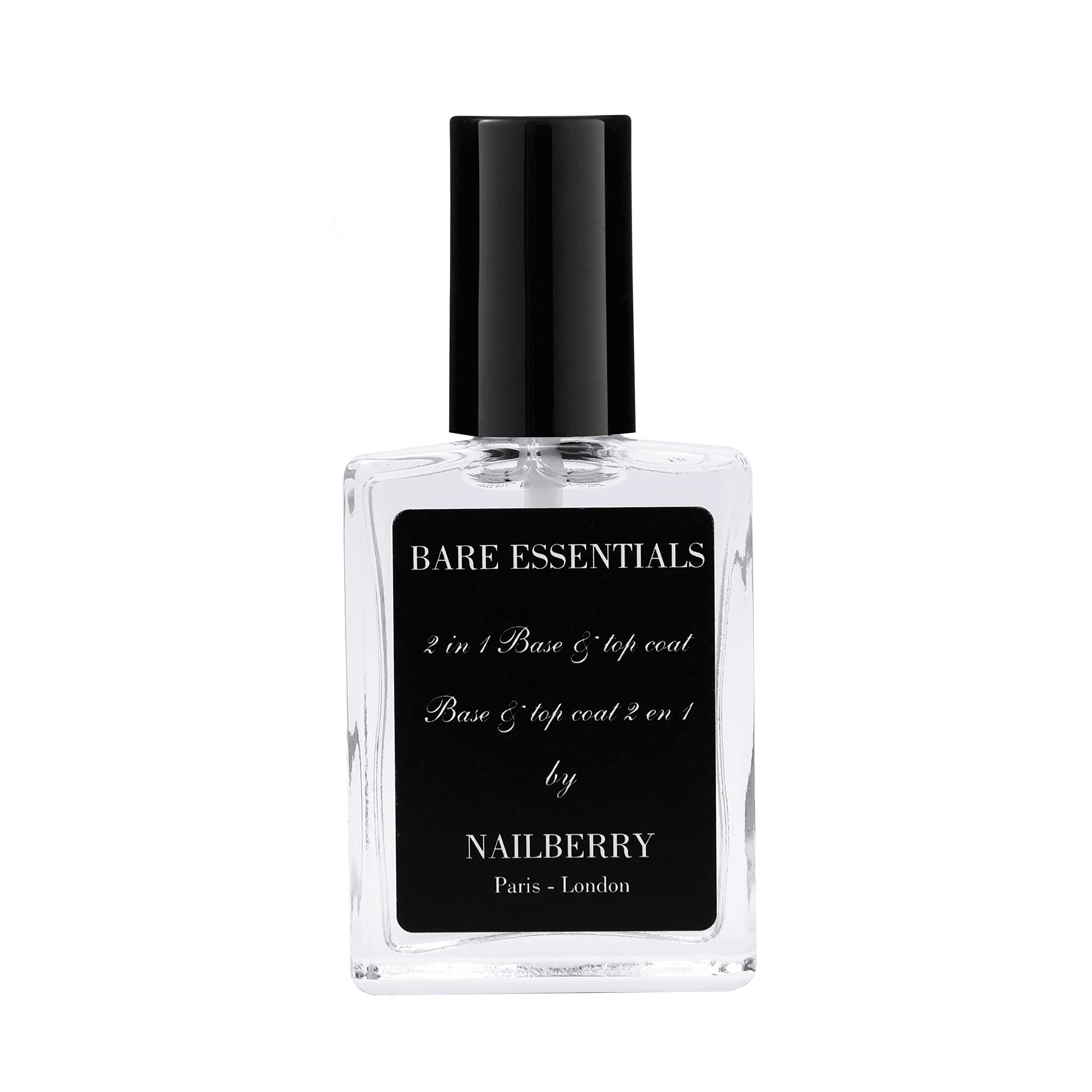 Bare Essentials 2-In-1 Base & Top Coat | High Shine, Smooth and Long-Lasting Wear | Protects Against Fading and Discoloration | Vegan | Certified Halal and Cruelty Free | 12-Free | 15 ml