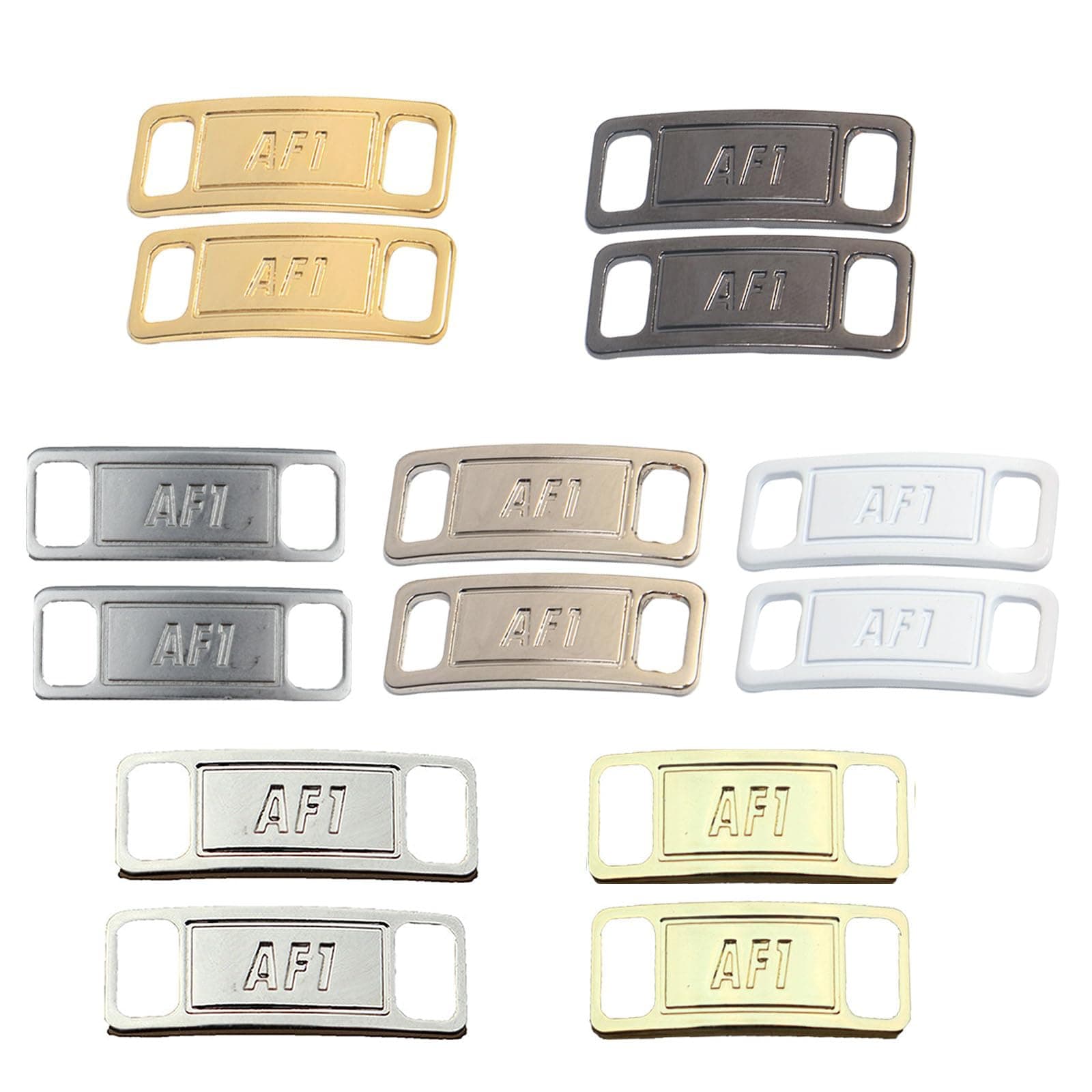 AF1 Metal Tag, 7 Pairs of Lace Up Shoe Buckles, Sneakers Jewelry, Elastic Tags, DIY Label Decoration Accessories for AF1 Shoelaces (Multiple Colors)