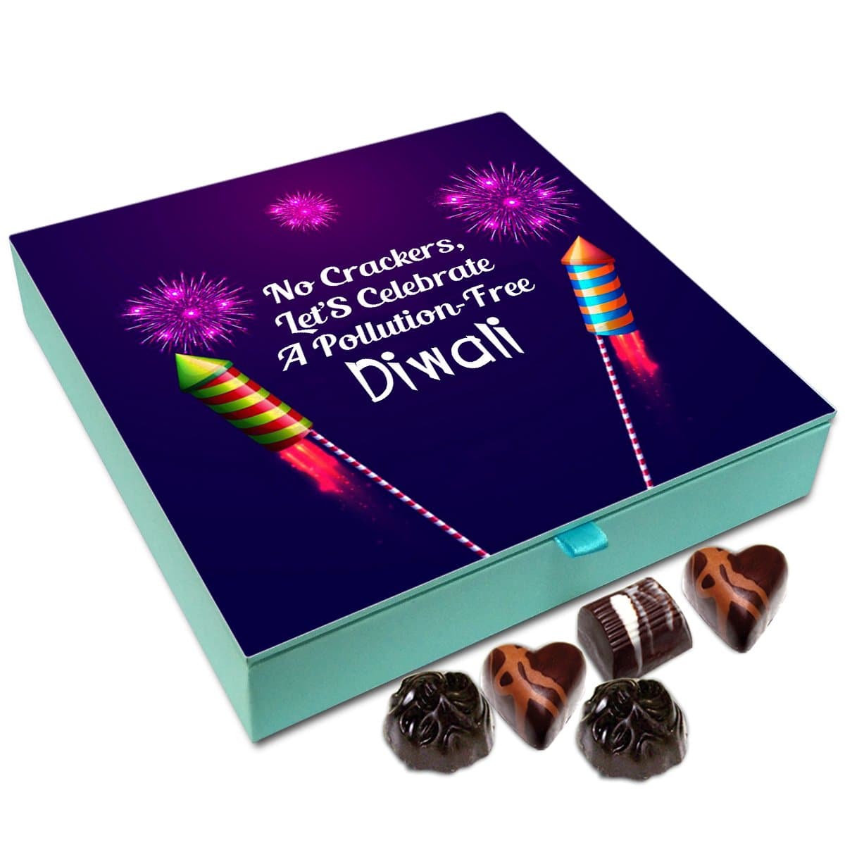 Chocholik Diwali Gift - No Crackers Let's Celebrate Pollution Free Diwali Chocolate Box - 9pc