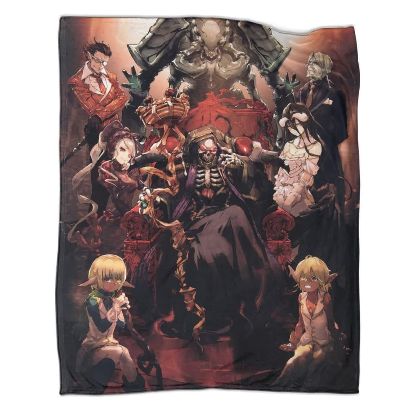 Overlord Anime Blanket Demiurge Momonga Sebas Tian Albedo Pandora's Actoraura Bella Mare Bello Blanket Flannel Bed Cozy Soft Plush Bed Sofa Living Room 60x80inch(150x200cm)