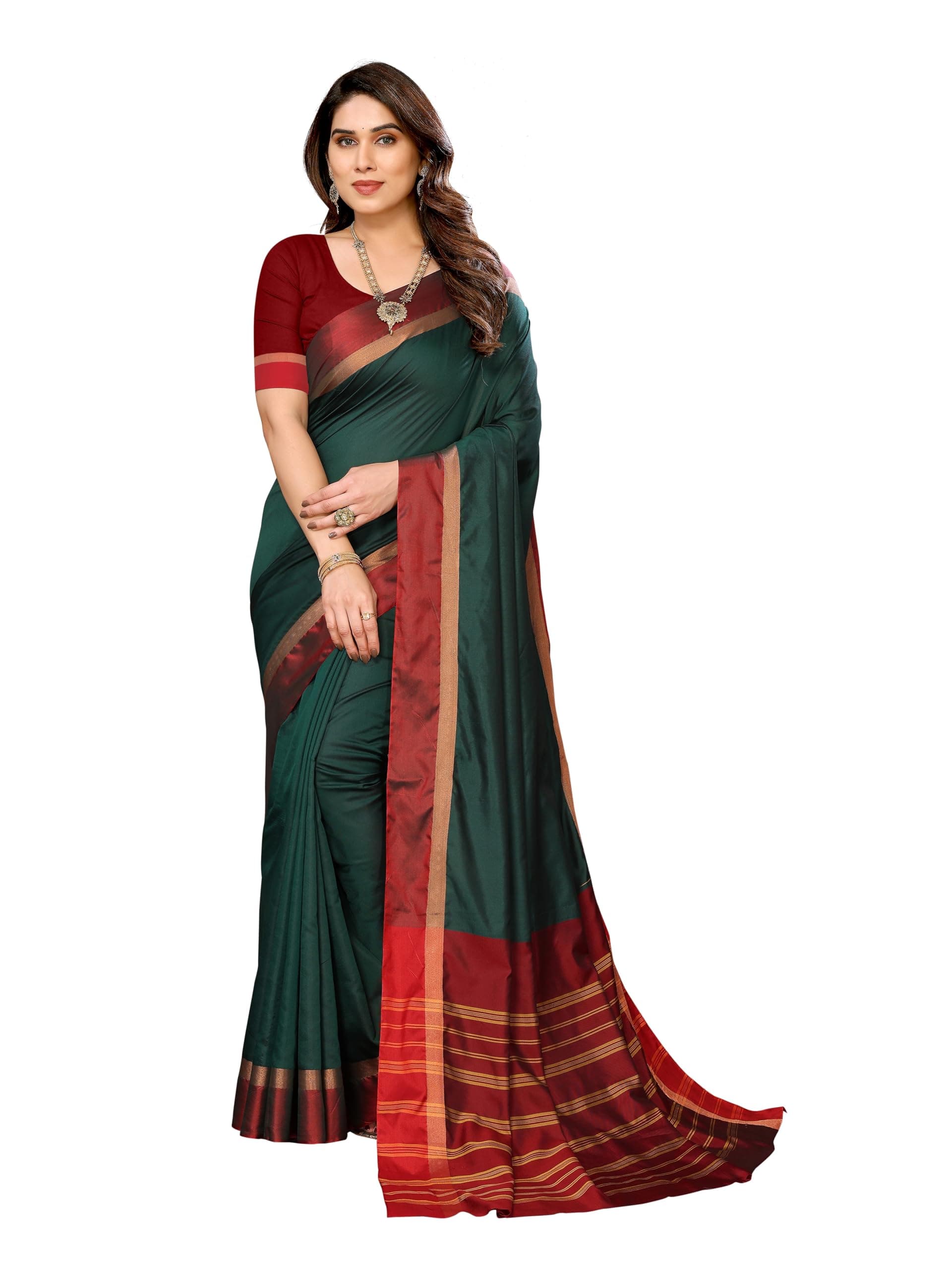 VJ Fashion Women Kerala Silk Blend Saree With Blouse Piece_freesize