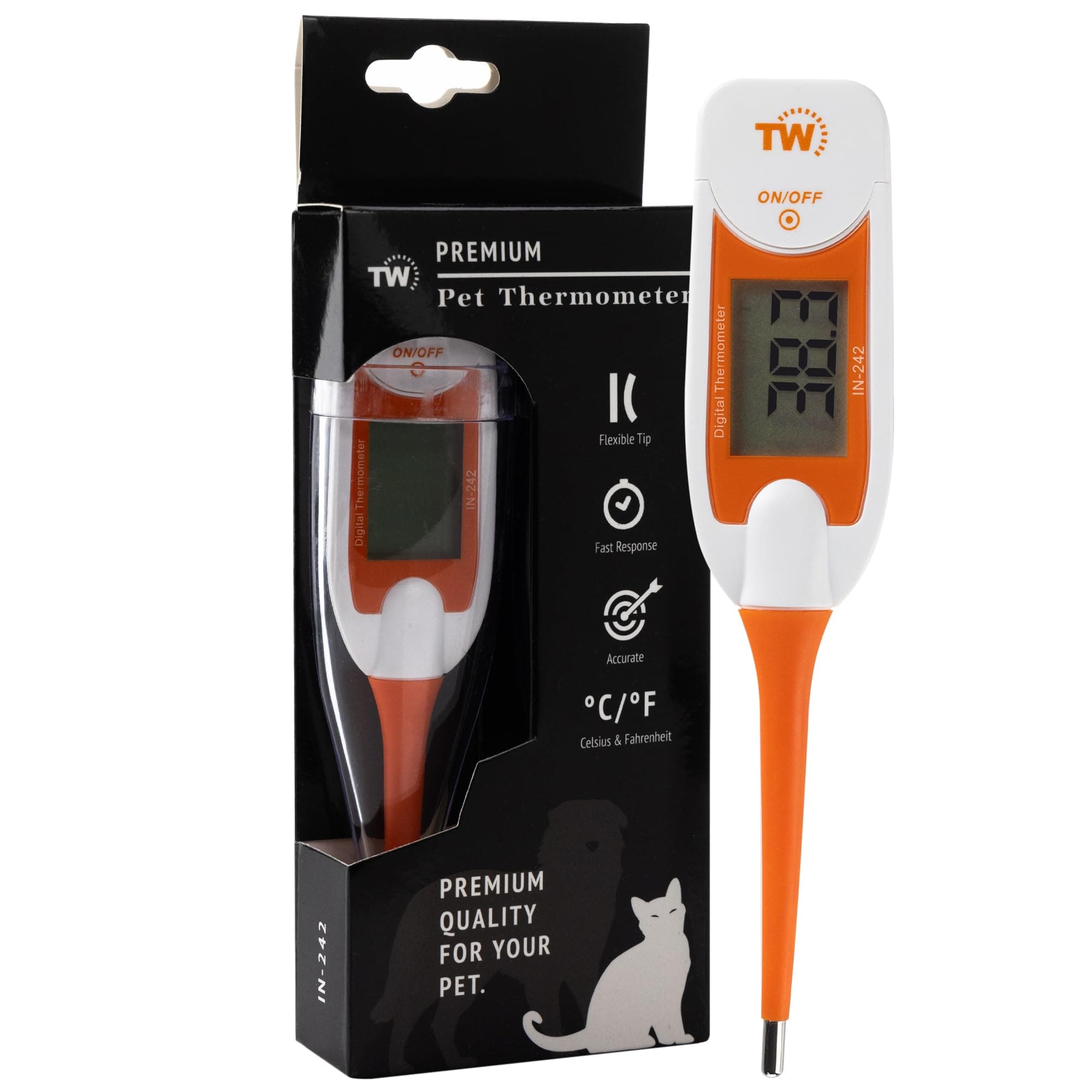 Premium Pet Thermometer For Animal Owners of Dogs Cats Horses Flexible Digita...
