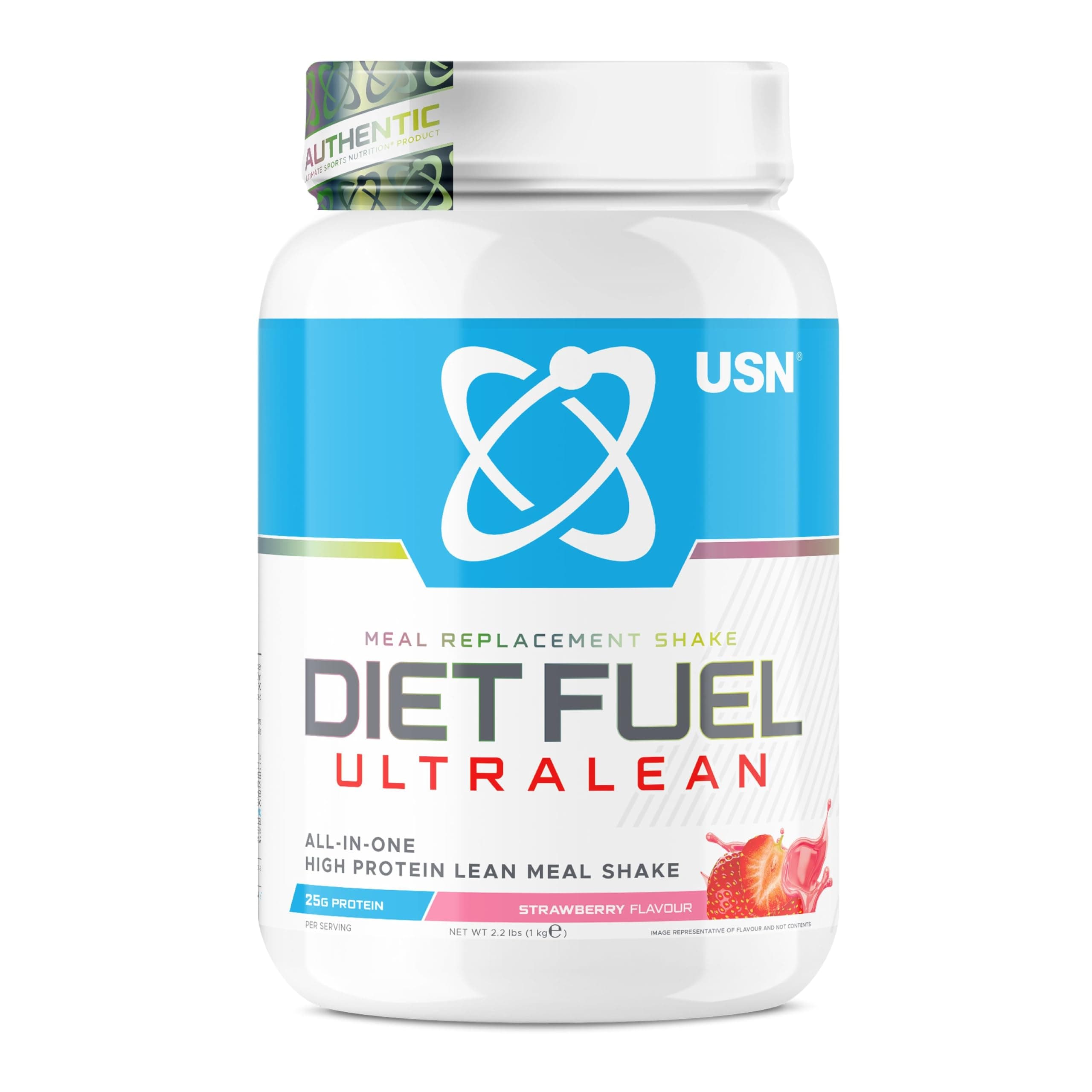 USN I Diet Fuel Ultralean Meal Replacement Shake (Strawberry, 1kg - 18 Servings/Meals) High Protein, Low Calorie Drink to Support Weight Loss & Balanced Diet I Added 24 Vitamins & Minerals