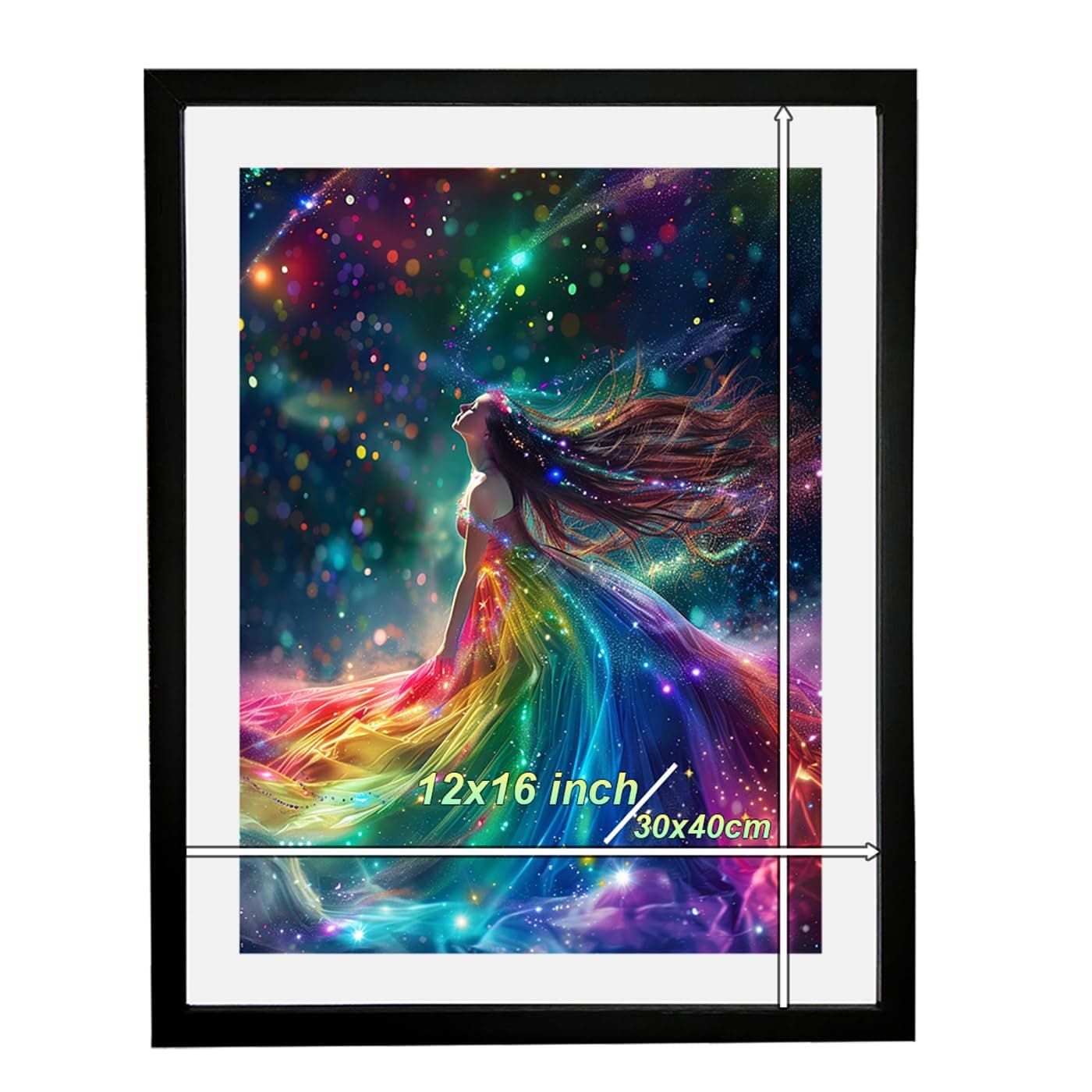 Picture Frames With the Opening Size of 12x16 inch, It Frames 30x40cm/12x16in Diamond Art or Posts or Photos, Black Solid Wood Frame For Diamond Painting For Mother Day Art Gift