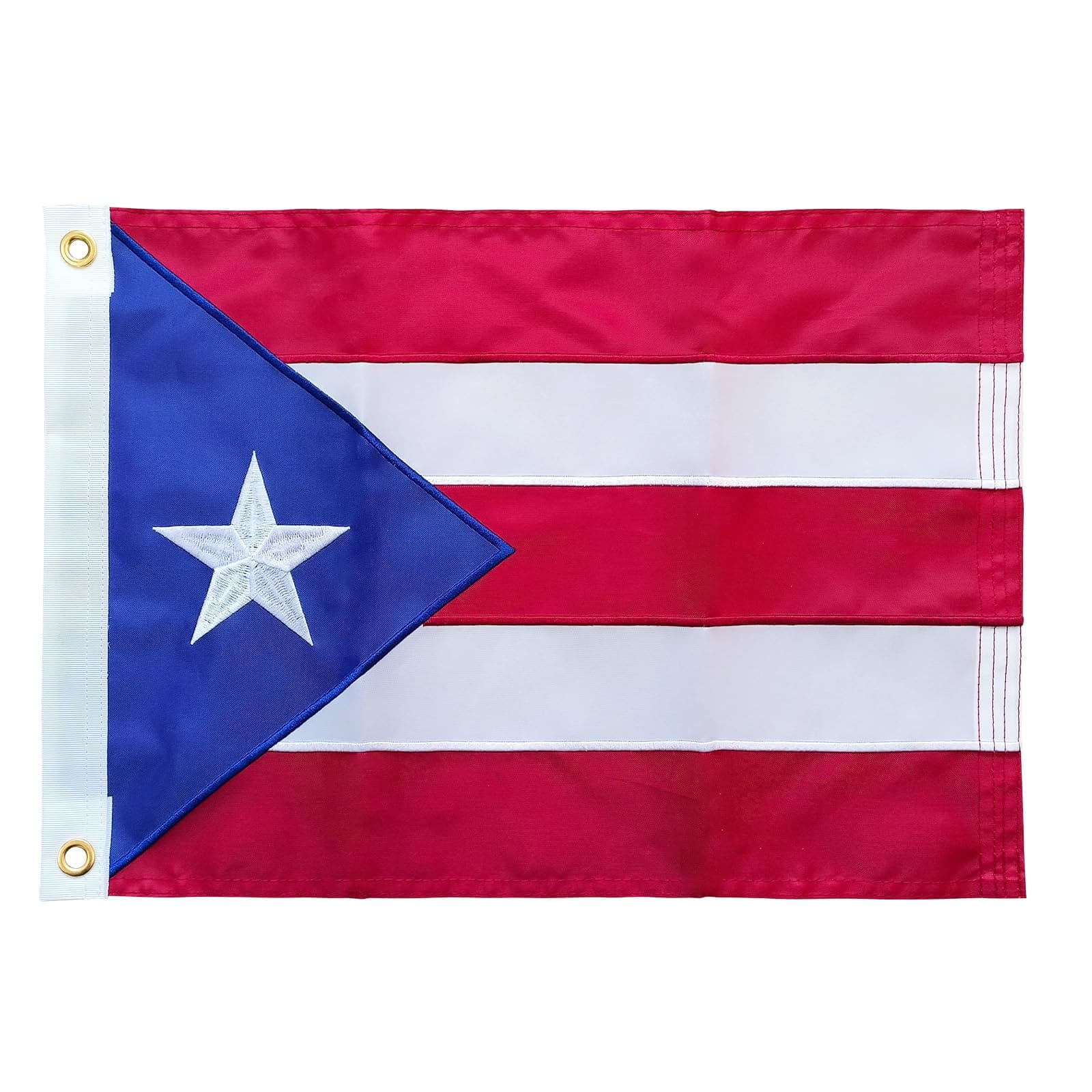 ROTERDON Puerto Rico 12x18 Inch, Embroidered Puerto Rican Boat Flag for Outdoor, with Brass Grommets