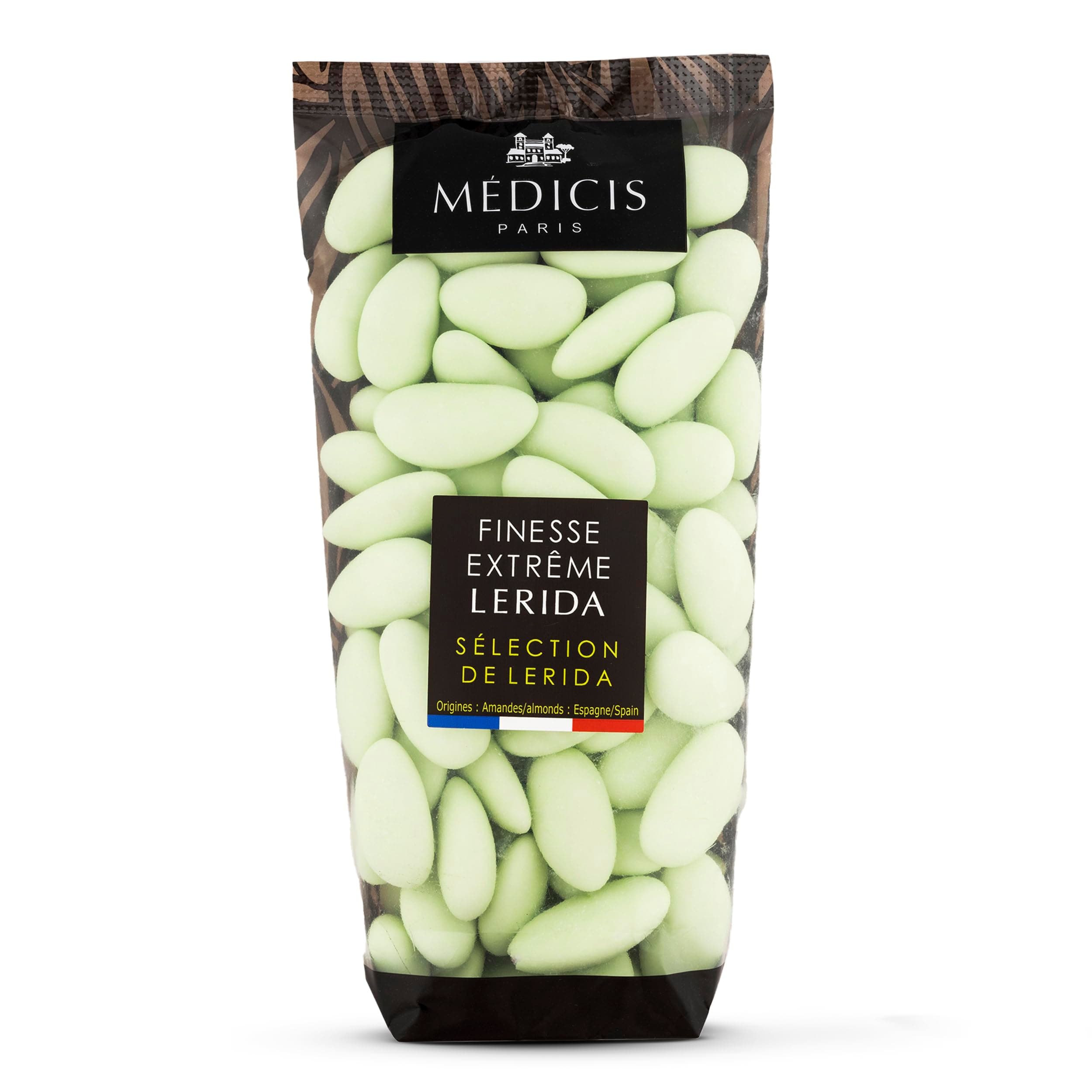 Premium Candied Almond Dragees (French Jordan Almonds) Sugar Coated Candies Ideal as a Party Favor for Weddings and Baby Showers, 75 Count Bag 8.8oz, Green