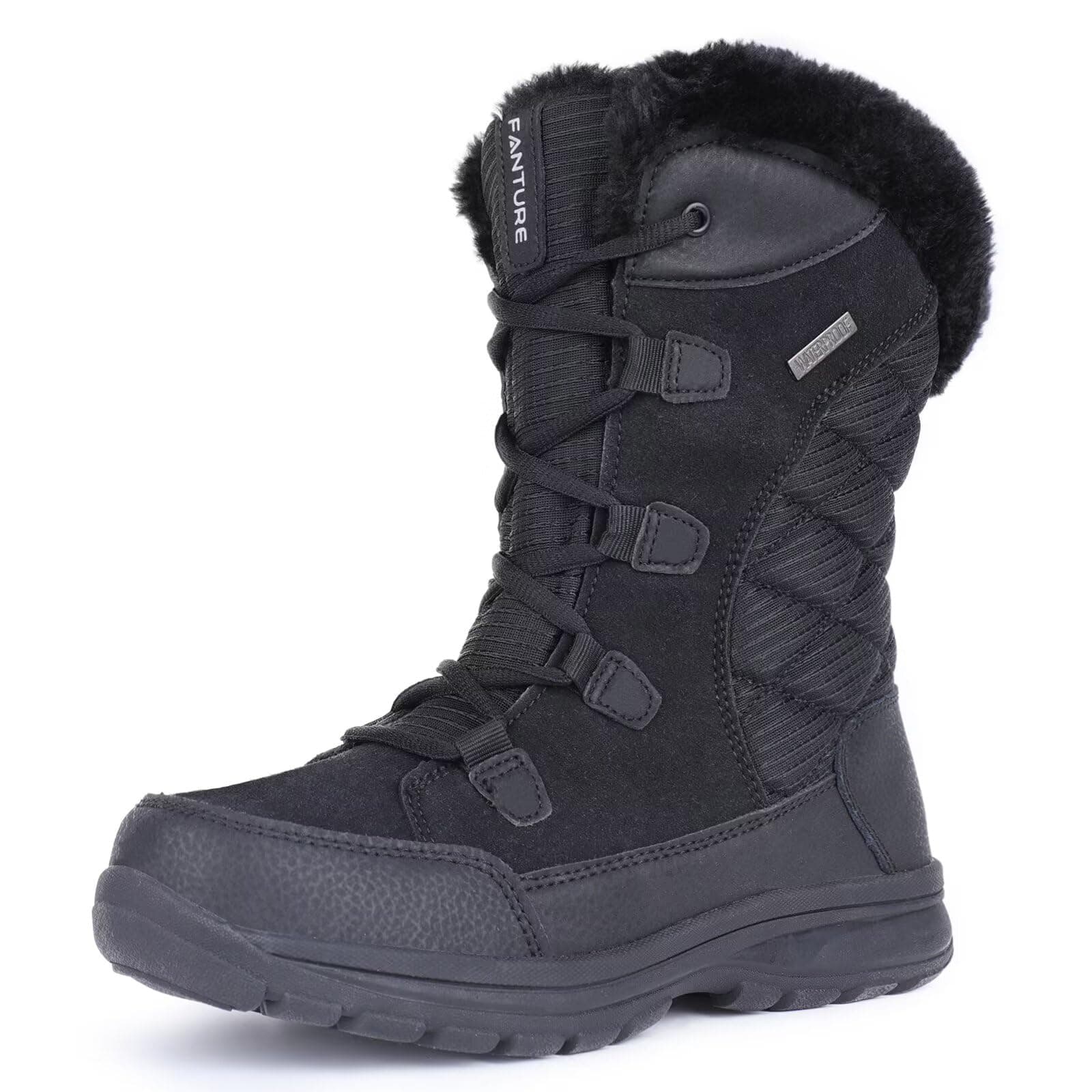 FANTUREWomen's Waterproof Mid-Calf Snow Boot | Winter Thinsulate Insulation Warm Fur Lined | Anti-Slip & Lace Up Closure Cold Weather Boots U420WGLBY-20240712