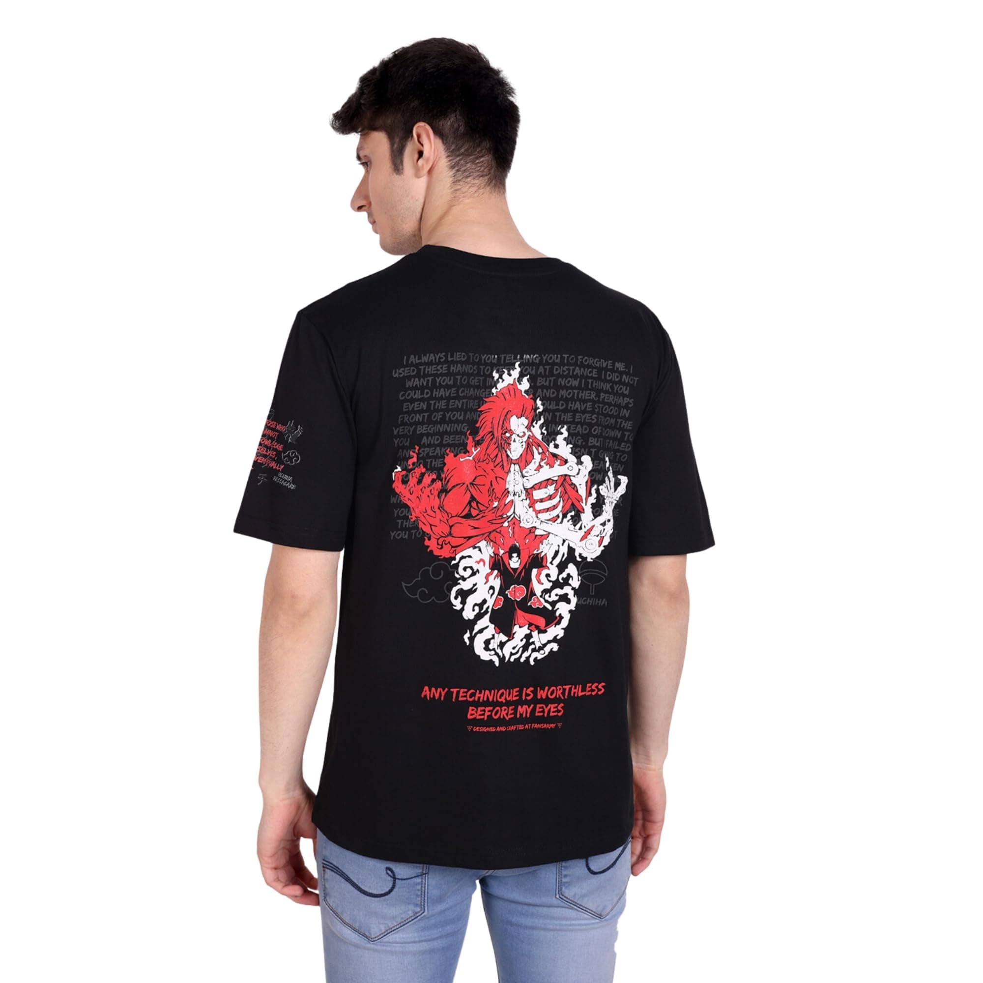 Fans ArmyMen's Naruto Anime Printed Supreme Itachi Uchiha Oversized T-Shirt