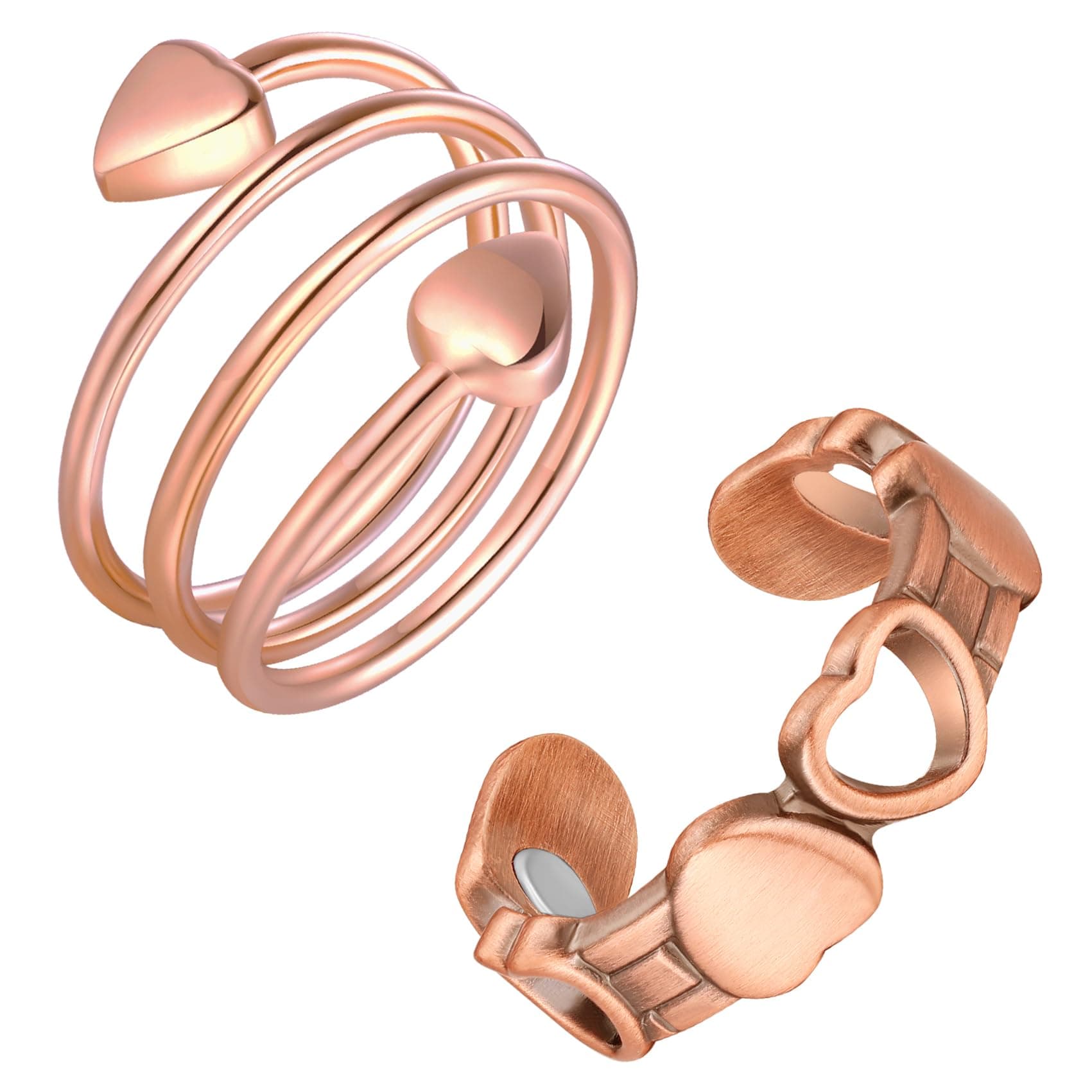 Feraco 2PCS Copper Rings for Women,99.99% Pure Copper Magnetic Thumb Ring with Magnet,Lymphatic Jewelry Gifts for Womens