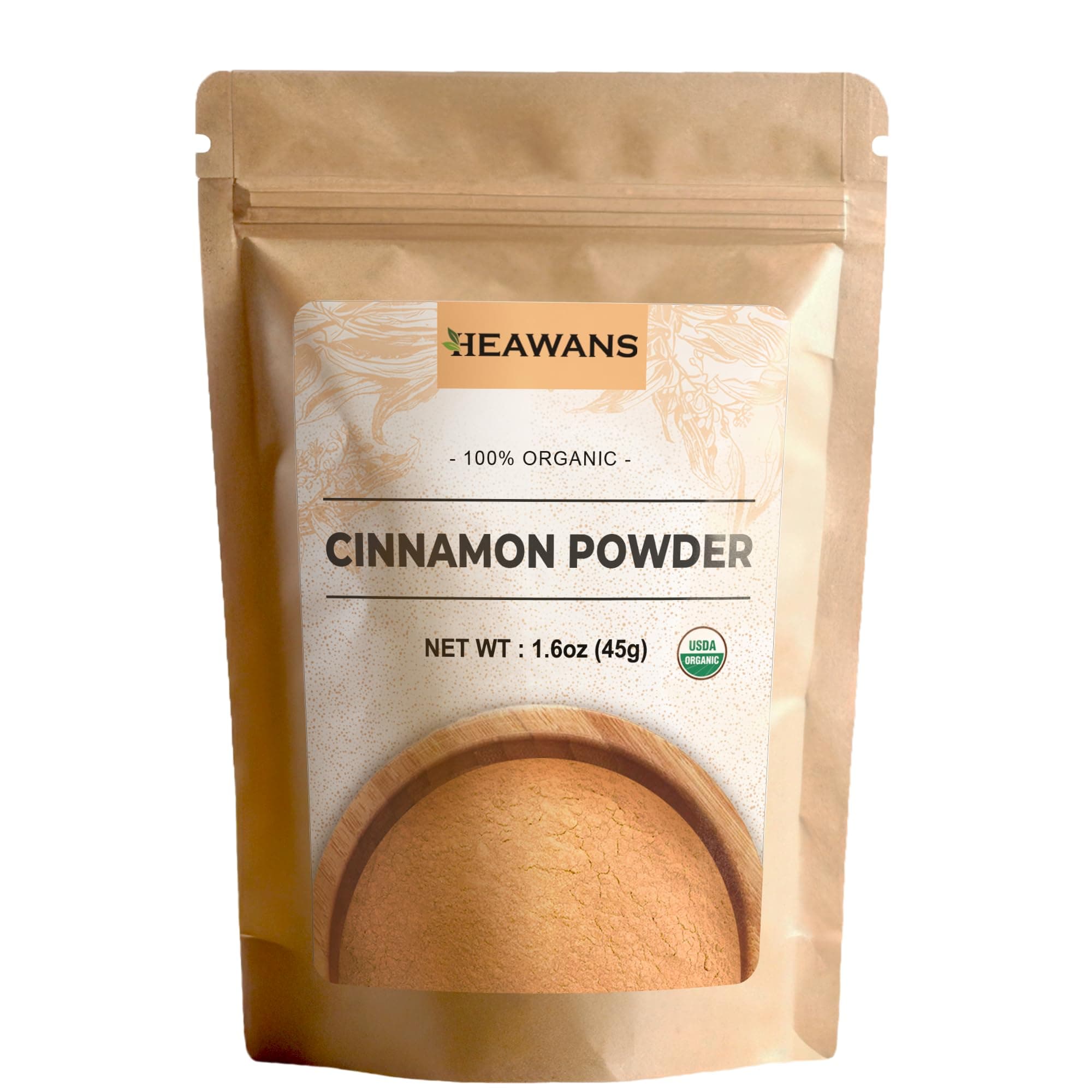 Organic Ceylon Cinnamon Ground Premium (Real or True Cinnamon) Grade Powder from a USDA certified farm in Sri Lanka. (1.6 oz)