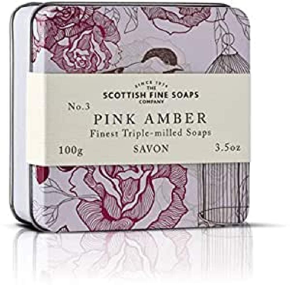Scottish Fine Soaps Vintage Pink Amber Soap Tin 100g