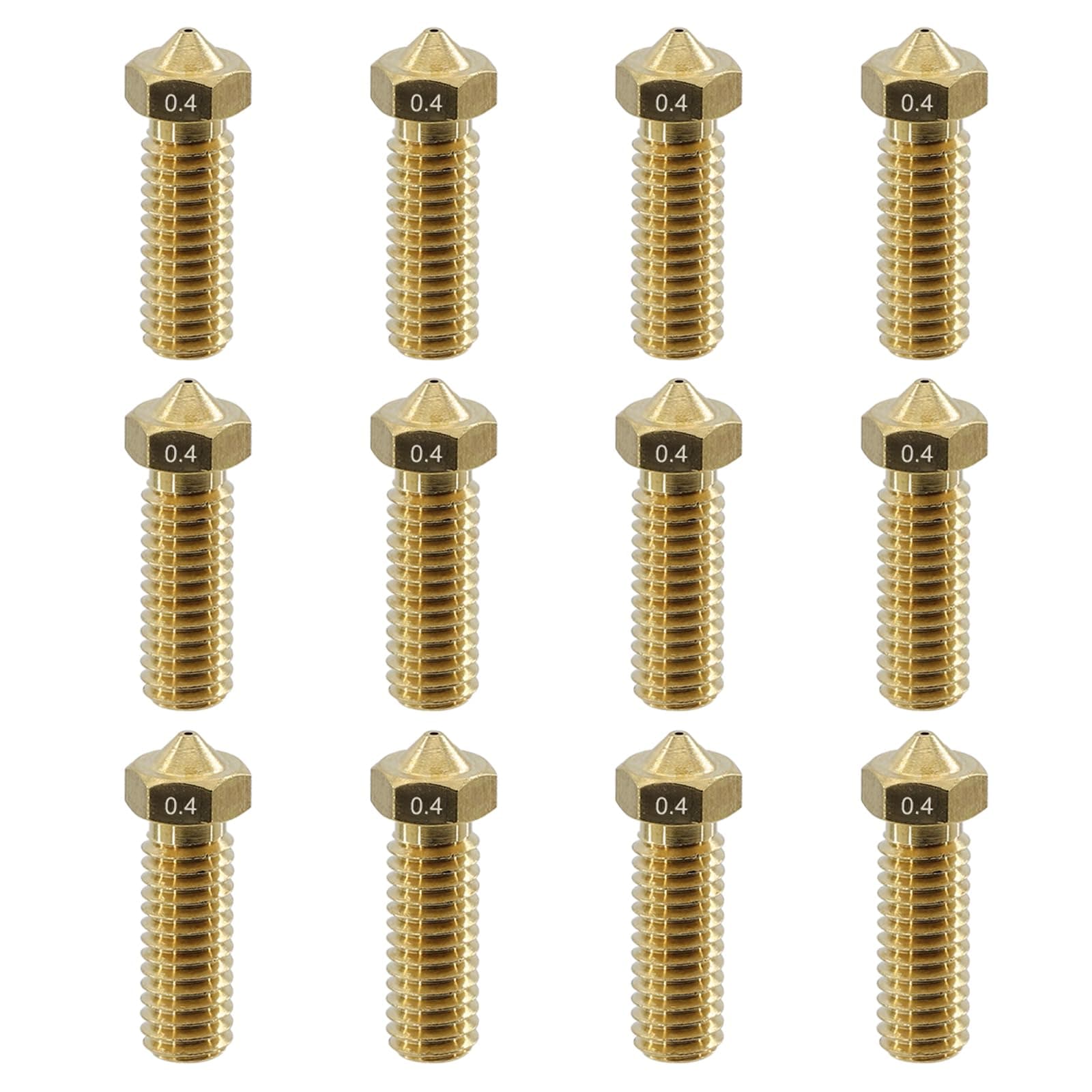 12Pcs Volcano Nozzles 0.4mm, Vyper Nozzles M6 Thread Hotend Extruder Volcano Nozzle Compatible for Artillery Genius, Sidewinder X1, X2, Anycubic Vyper, Anycubic Kobra Plus, Kobra Max 1.75mm Filament,