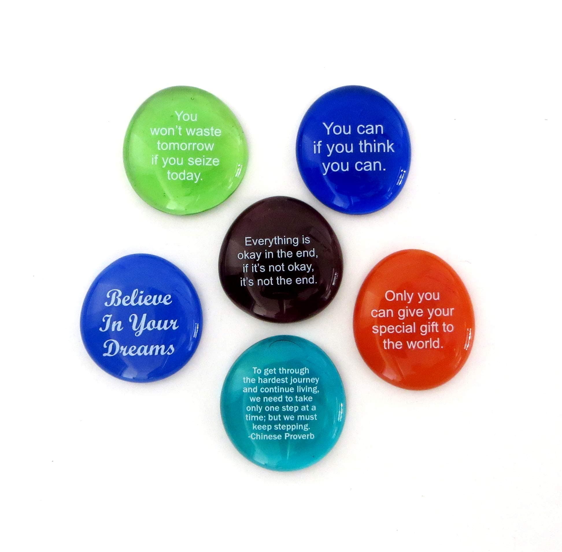 Lifeforce GlassMotivation Stones, Inspirational and Encouraging Sayings on Glass Stones Selected to Help You Make Your Dreams Come True, Set II