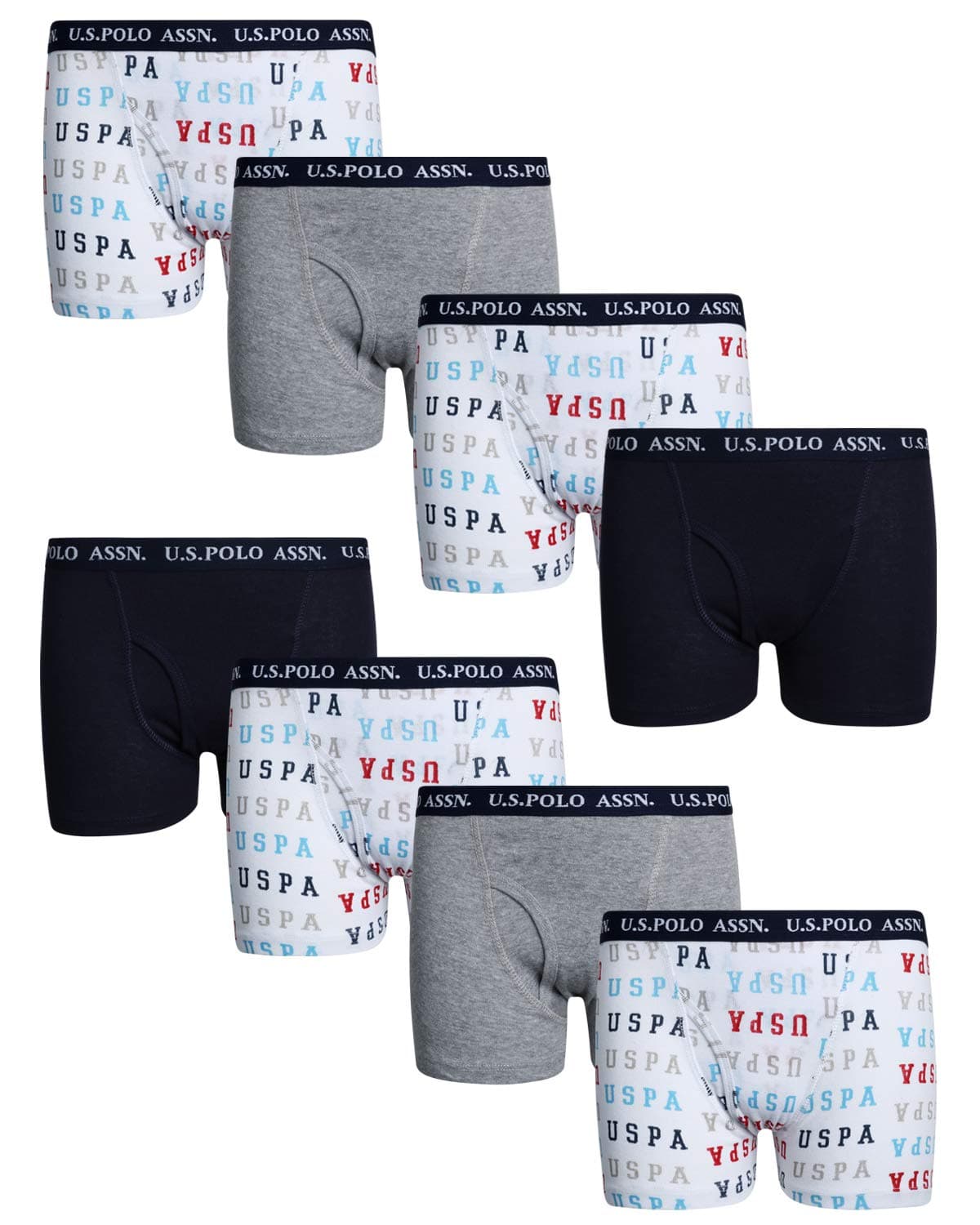 U.S. Polo Assn. Boys' Cotton Underwear Boxer Briefs (8 Pack)