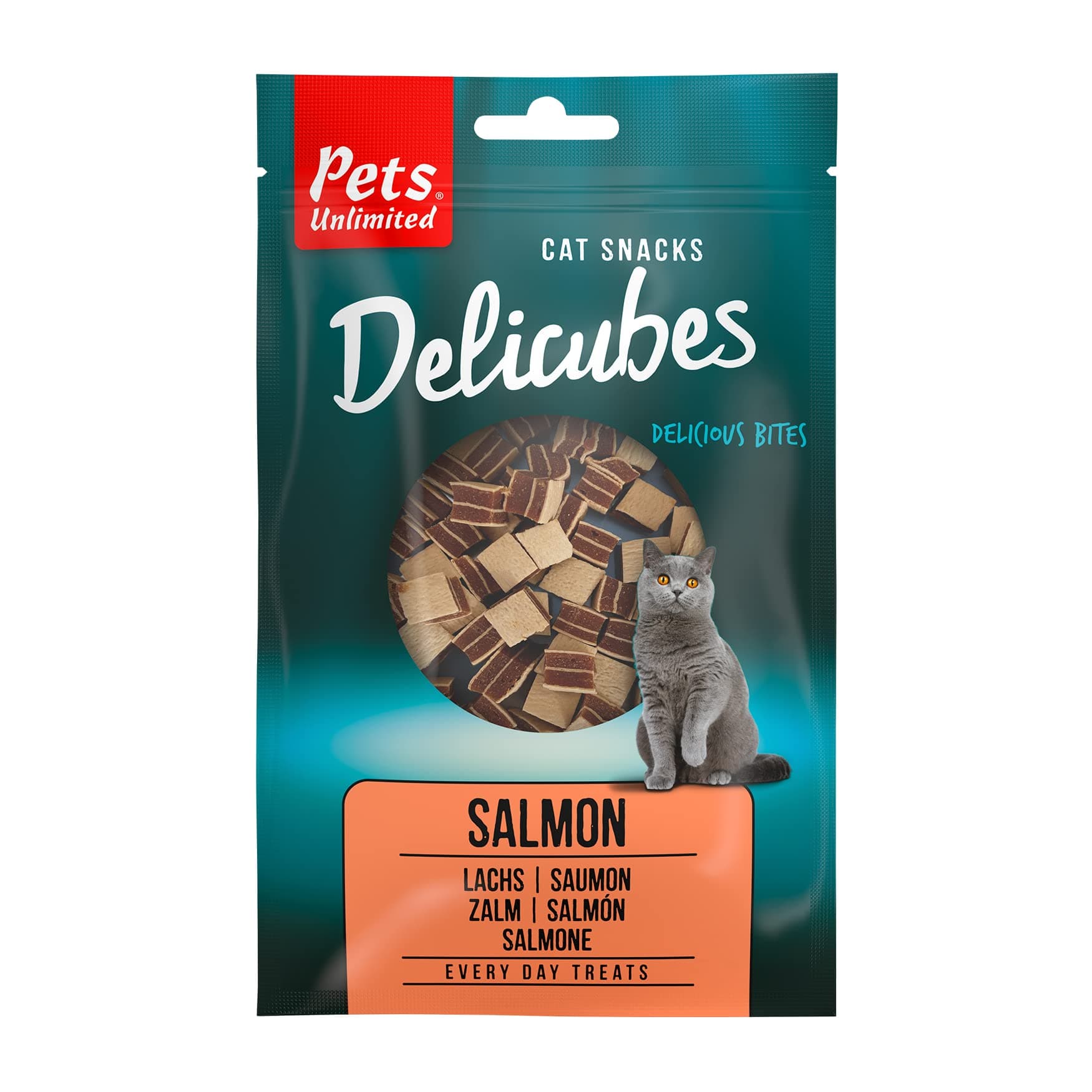Rosewood Pets Unlimited Salmon Delicubes Treat for Cats, High-Protein, Natural, Low-Fat Cat Snacks - 50g (1 Pack)