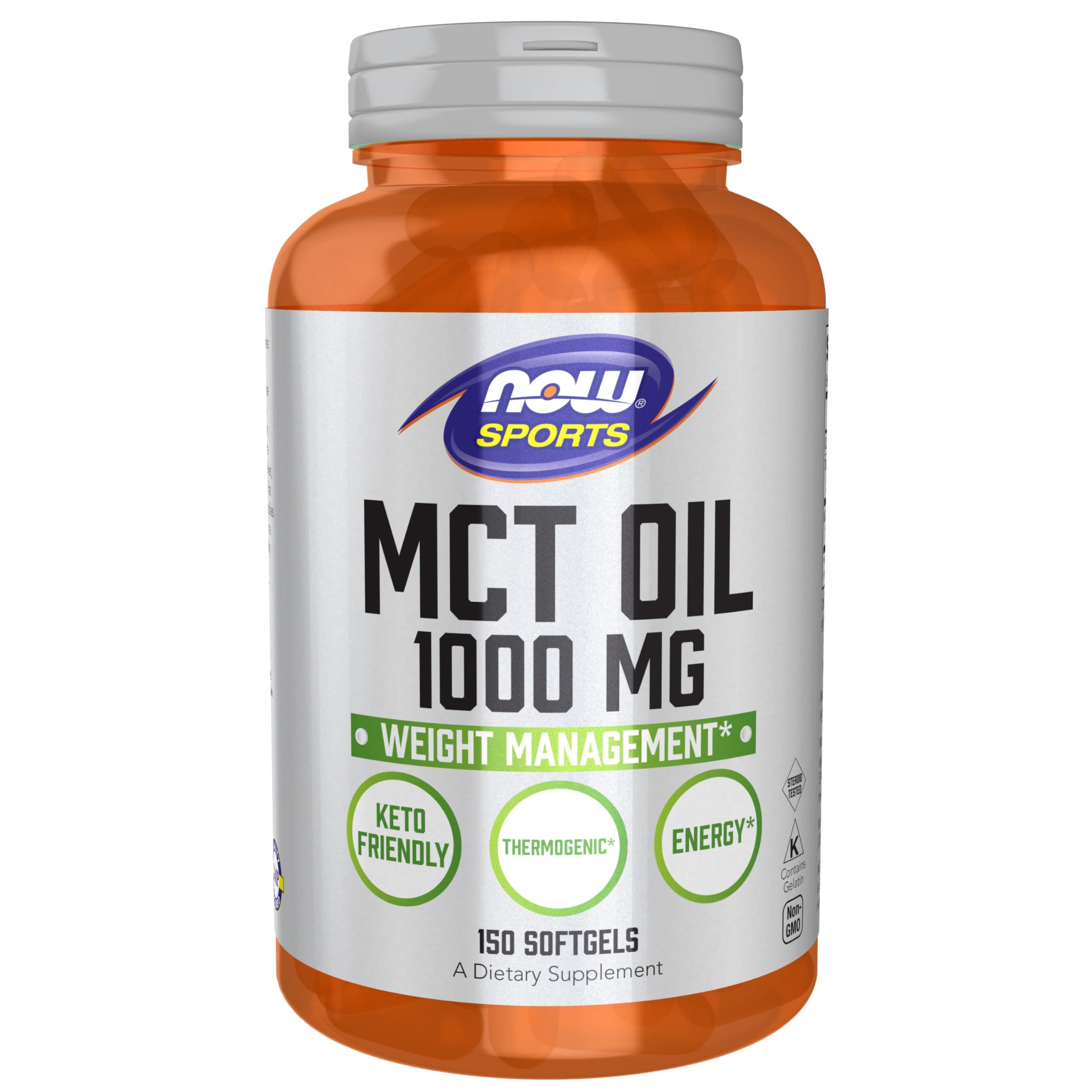 Now Foods MCT Oil 1000mg (Weight Management, Halal, Keto Friendly, Kosher, Egg Free) - 150 Softgels