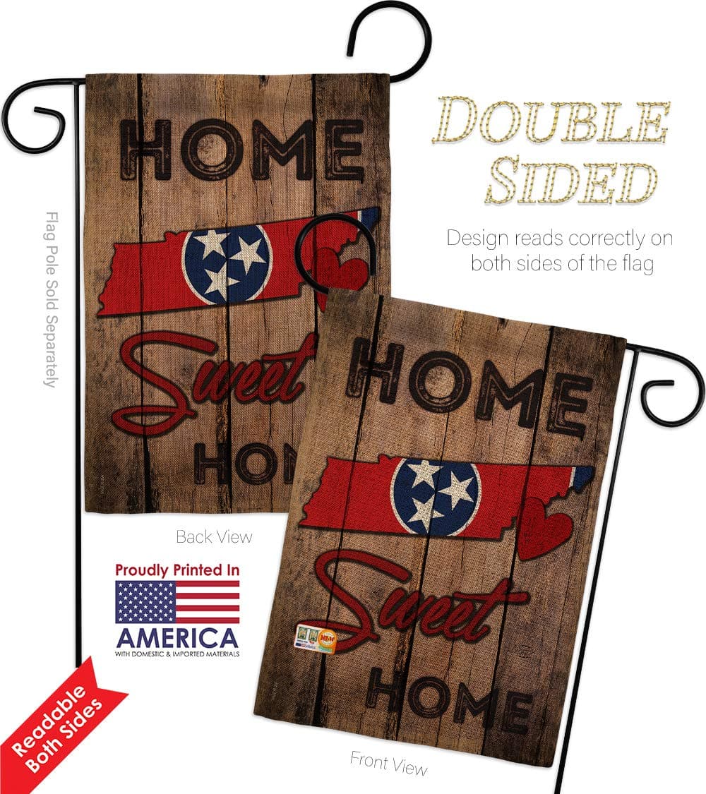 State Tennessee Home Sweet Burlap Garden Flag Americana States USA American Territories Republic Country Particular Area Small Decorative Gift Yard House Banner Double-Sided Made In 13 X 18.5