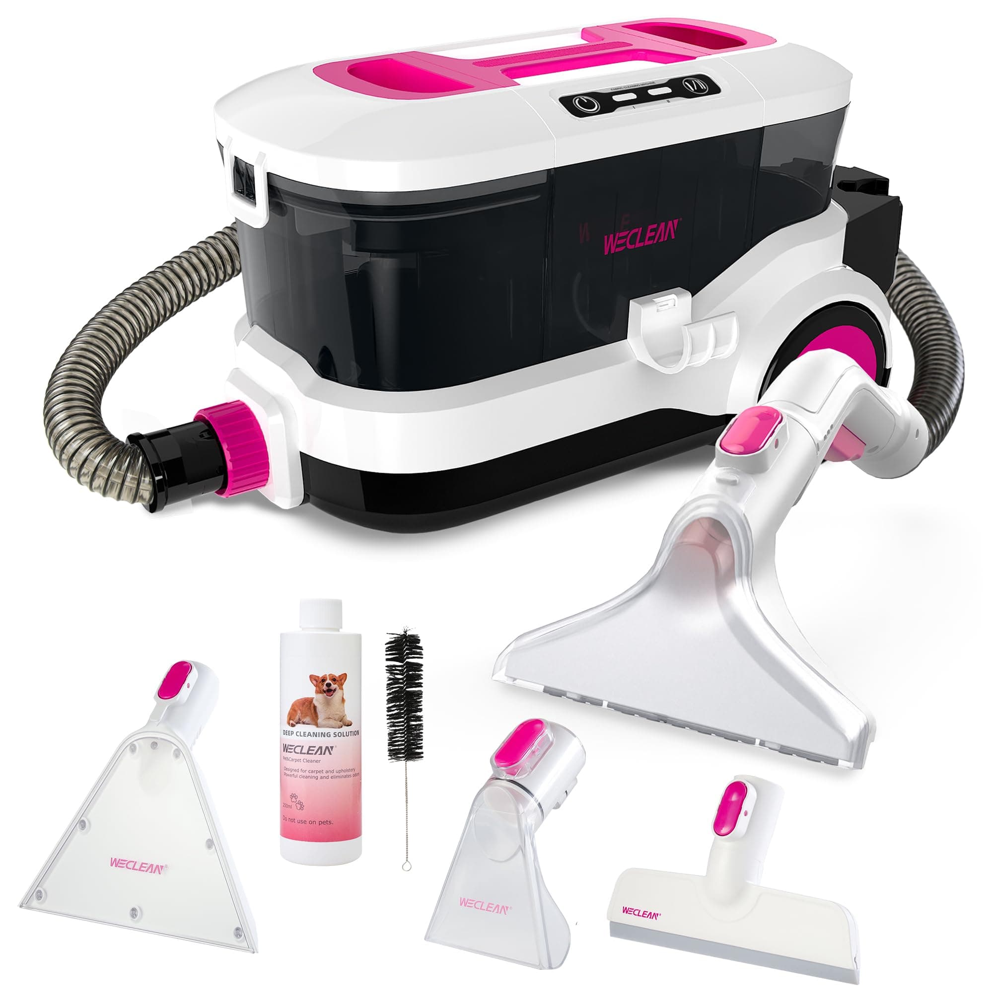 Carpet Cleaner Machine and Stain Remover for Deep Cleaning Upholstery for Carpets Rugs and Fabric Seats,800W 18Kpa，3L Clean Tank and 1.5L Dirty Tank, Pink