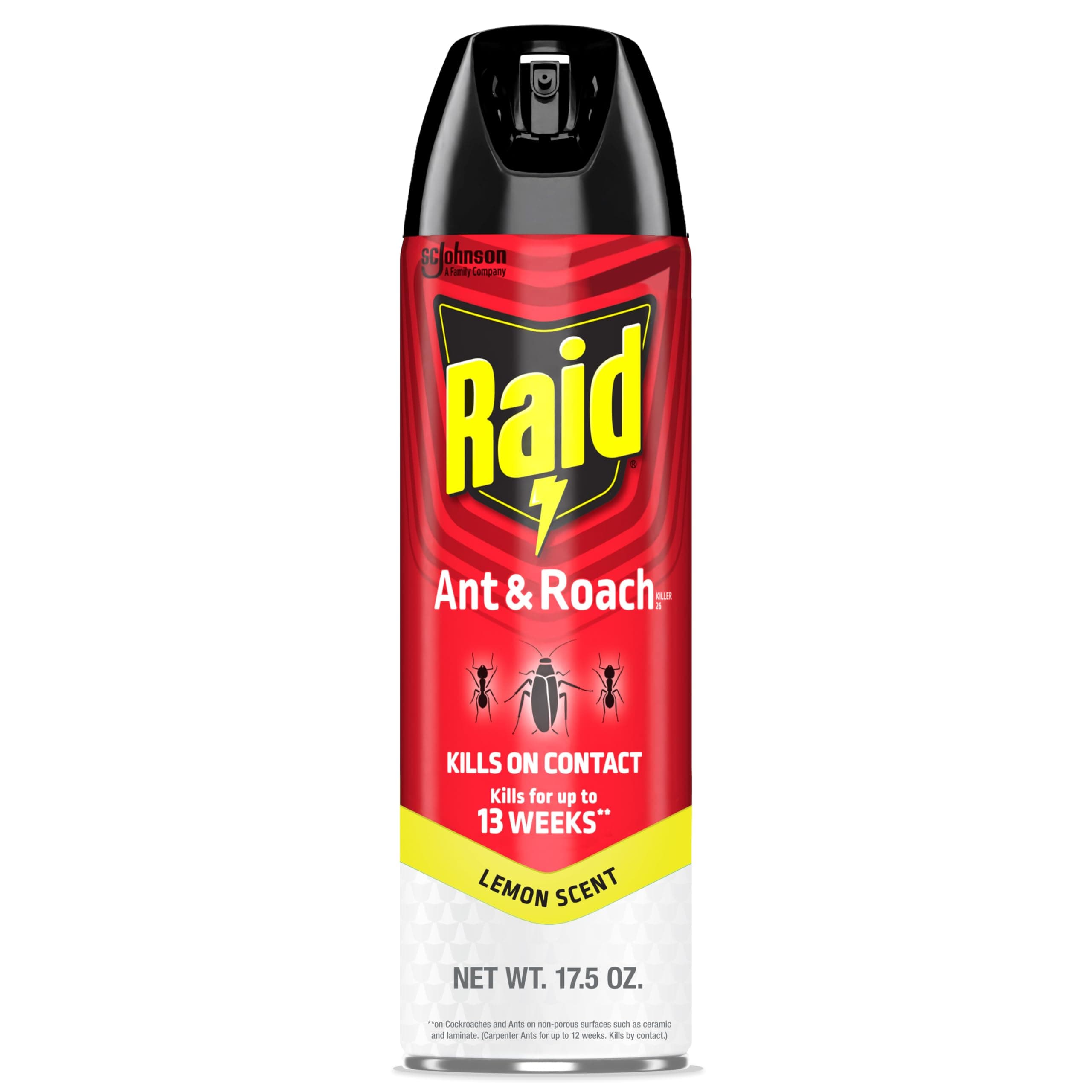 Ant & Roach Killer Spray For Listed Bugs, Keeps Killing for Weeks, Lemon Scent, 17.5 oz