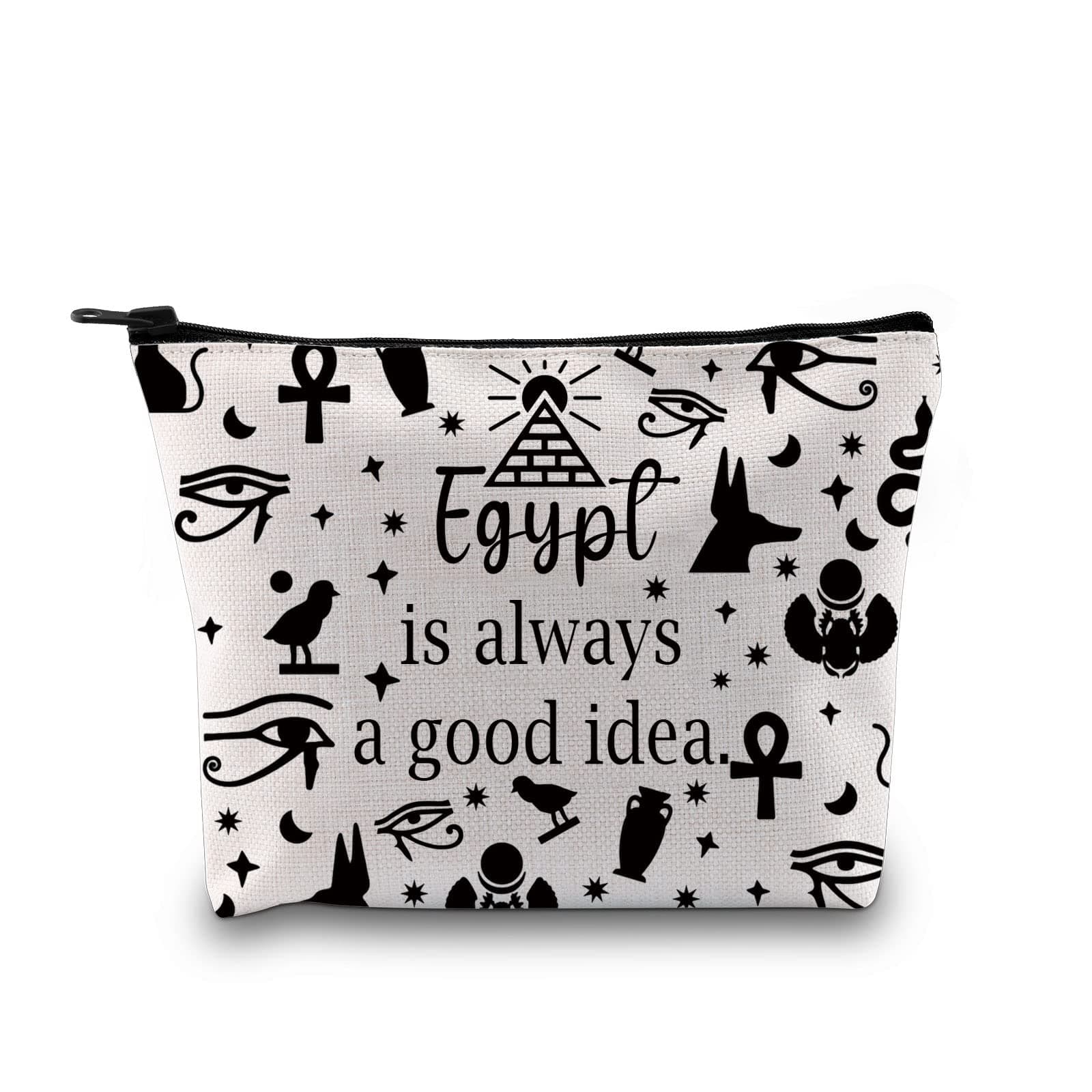 GJTIM Egyptian Gift Ancient Egypt Inspired Gift Egypt Is Always A Good Idea Egypt Accessories Travel Bag Makeup Bag Gift for Egyptian Egypt Lover, Egypt Bag, Medium, Cosmetic Bag With Printing