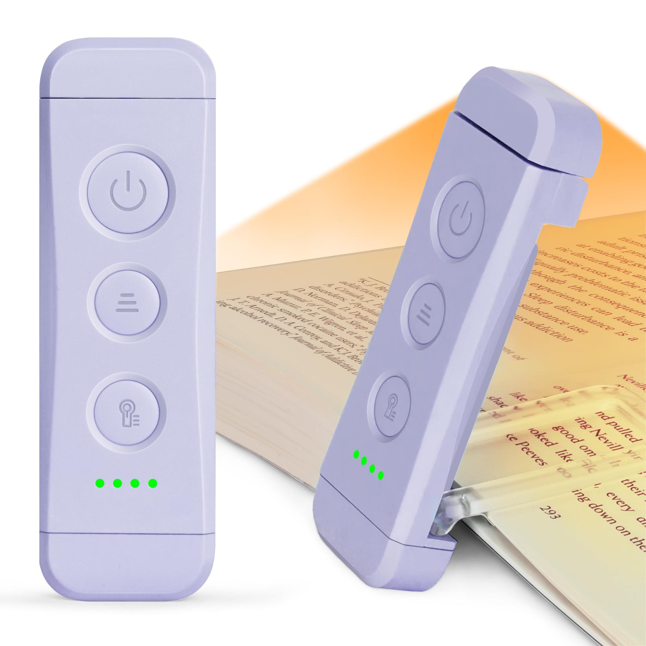 Glocusent Rechargeable Reading Light, Reading Lamp in Bed, 3 Warm Colours x 5 Brightness Settings, Compact and Durable, Gift for Kids E-Readers (Purple)