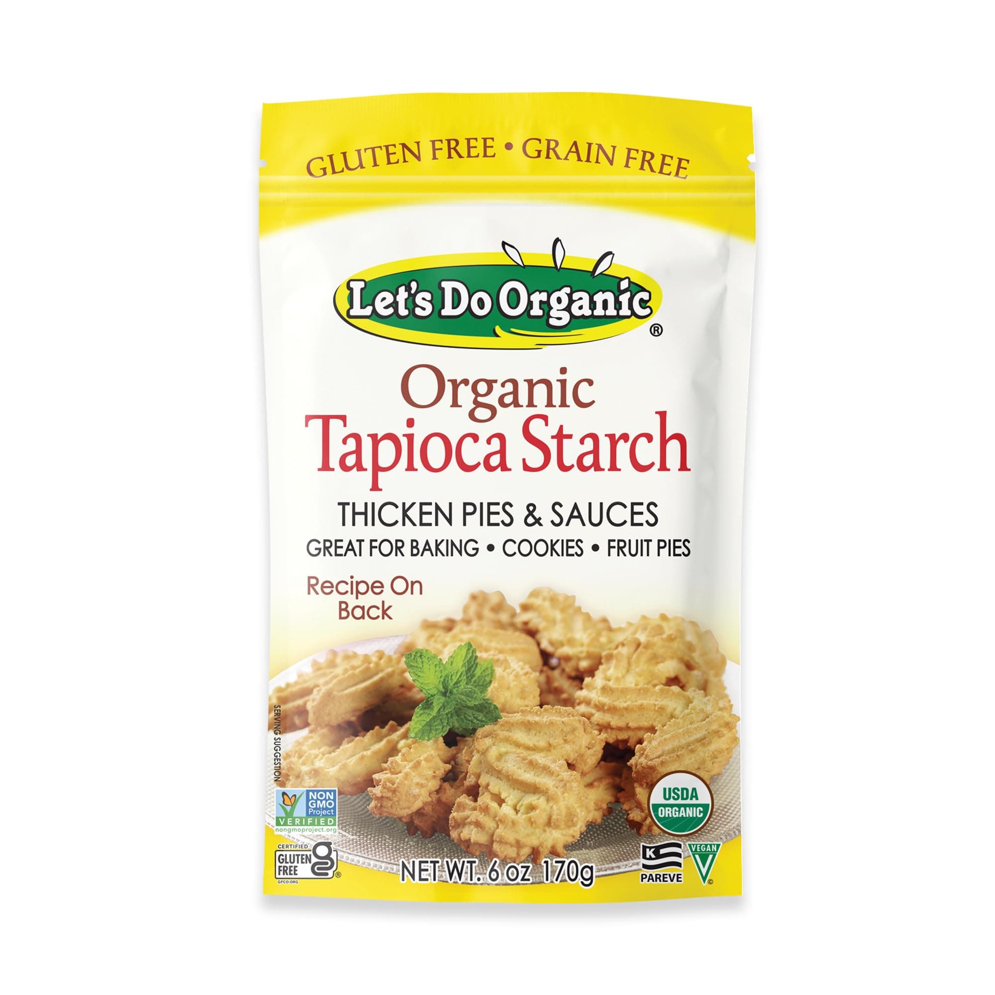 Let's Do Organic Tapioca Starch - Cornstarch Replacement, Thickening Agent, Cassava, Yucca, Non-GMO Project Verified, USDA Organic - 6 Oz (Pack of 6)USDA Organic