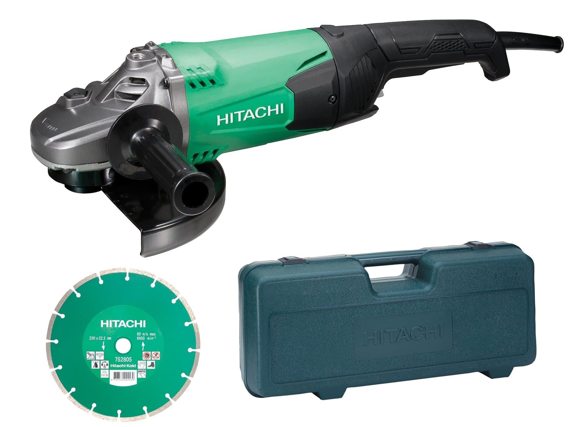 Hitatchi Power Tools HITG23STCD 230 V Grinder with Blade and Case - Green