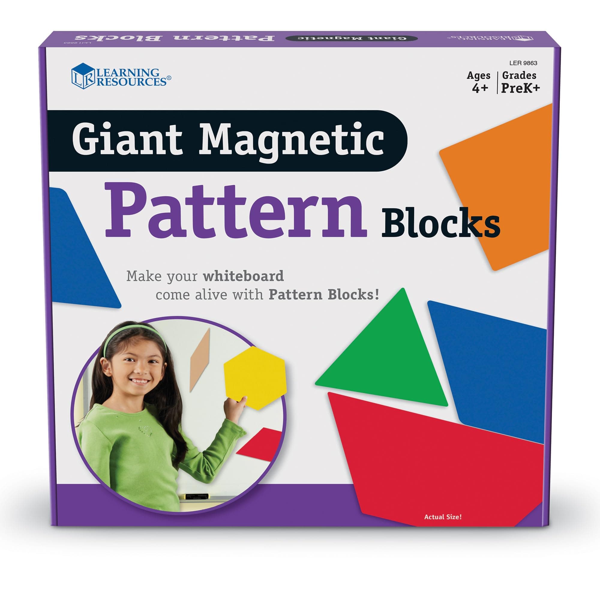 Learning Resources Giant Magnetic Pattern Blocks - Kindergartner Activities, Math Tools, Shape Recognition Tools,47 pieces