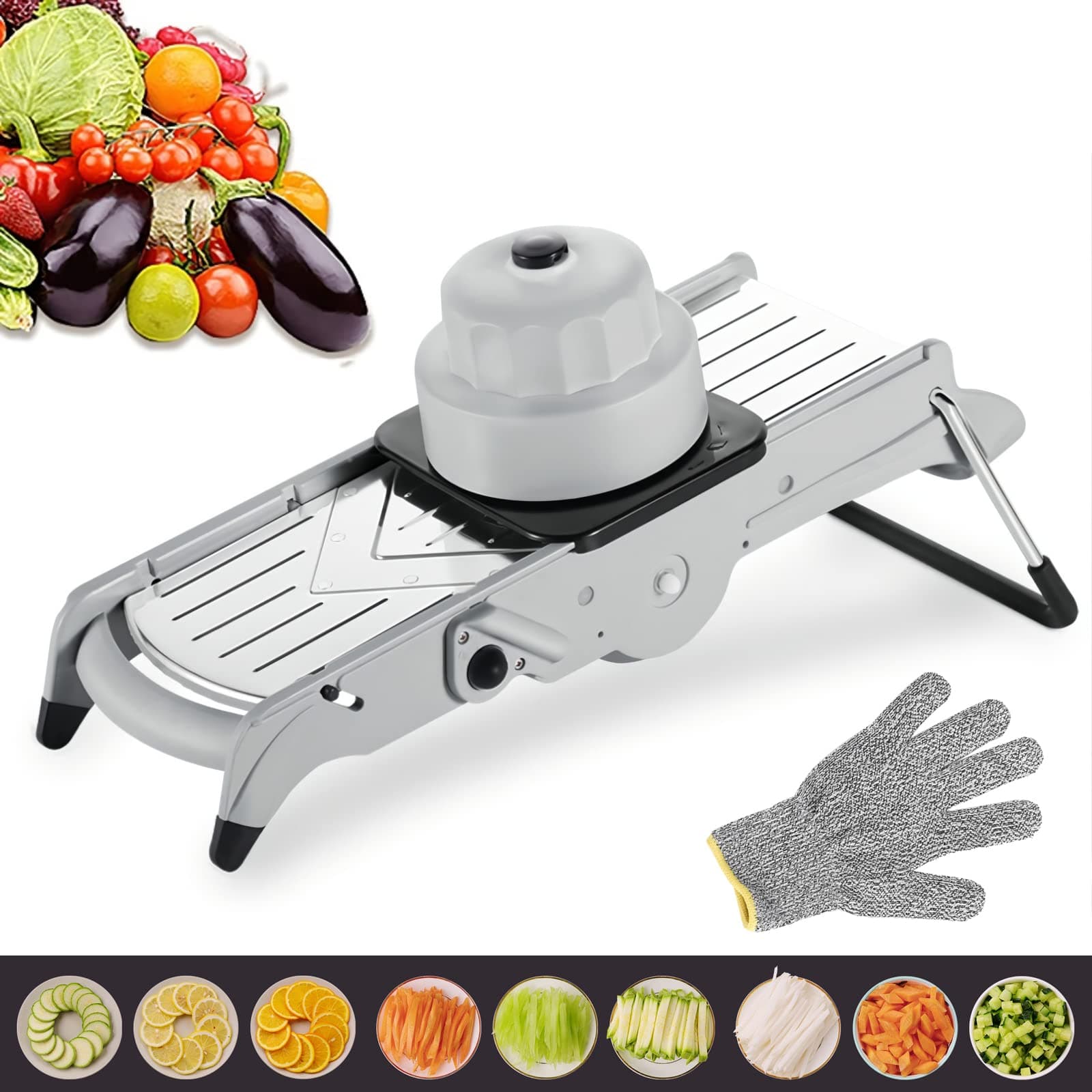 EYSOO Mandoline Slicer Stainless Steel Vegetable Chopper Fruit Chopper for Kitchen Adjustable V-blade Vegetable Slicer Vegetable Cutter Julienne Cutter Multi-function for Potato Onion Cheese