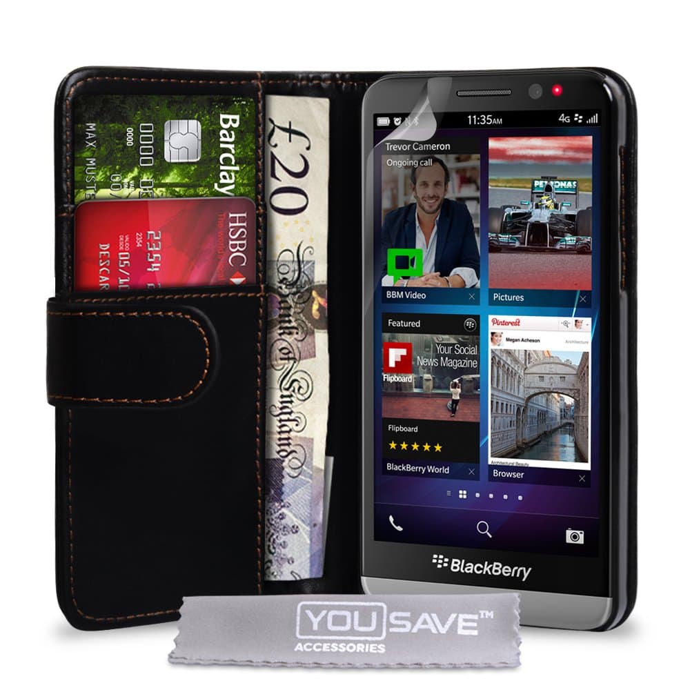 Yousave Accessories BlackBerry Z30 Case Black PU Leather Wallet Cover