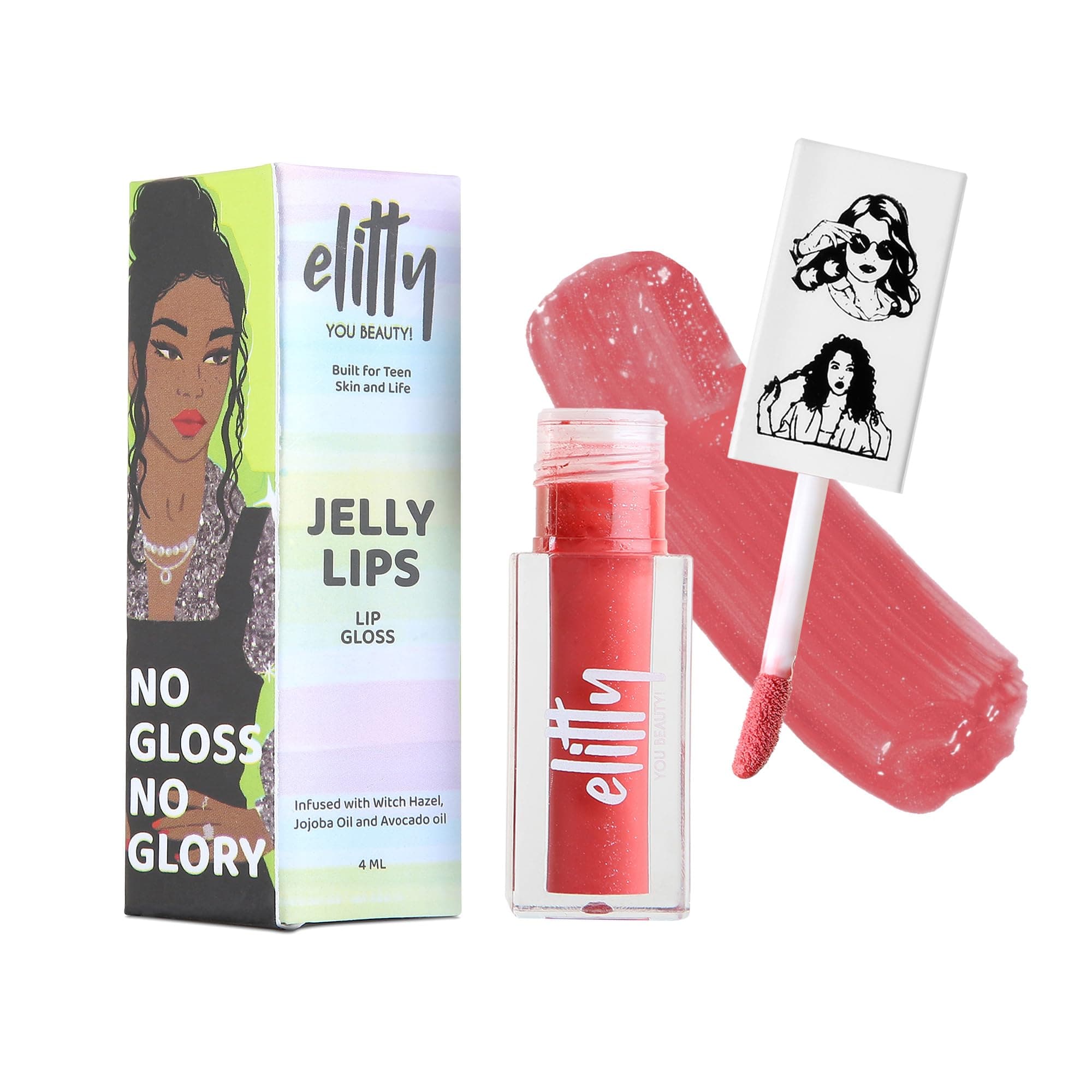 Jelly Lips- Pink Lip Gloss for High Shine, Glossy Finish & Hydrating Lips with Jajoba Oil & Vitamin E | Vegan & Cruelty-Free, Pretty Chill (4 ML)