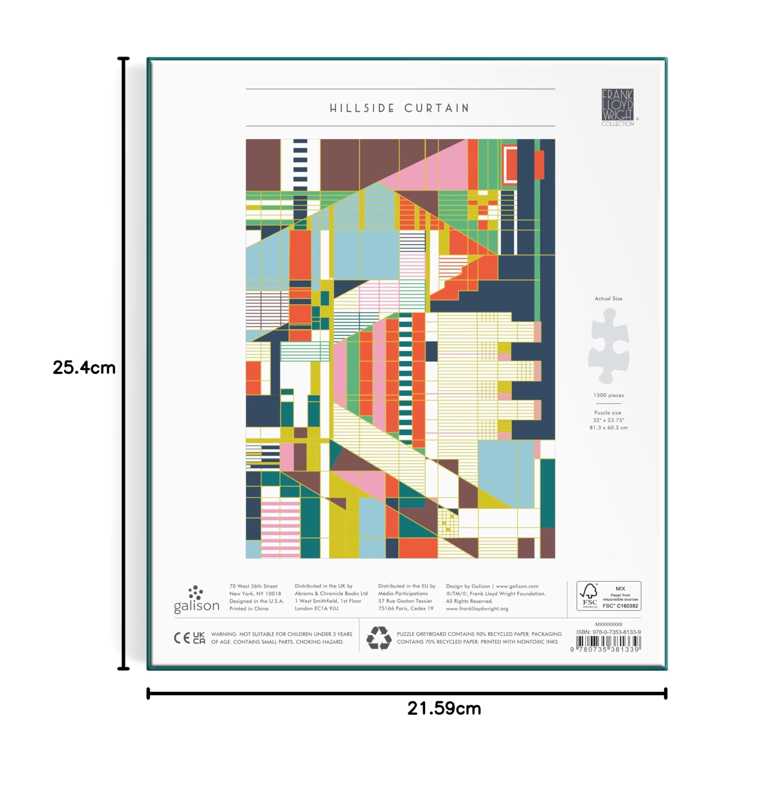 Frank Lloyd Wright Hillside Curtain 1500 Piece Foil Puzzle