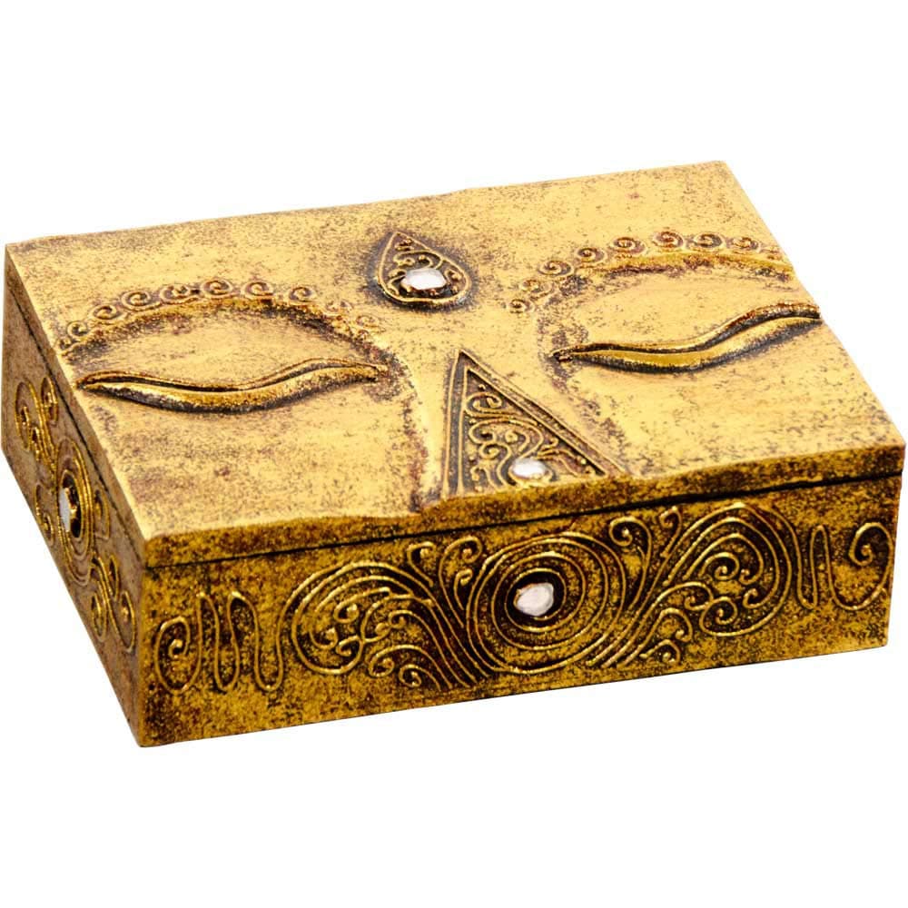 4Rissa Eye of Buddha Hand Carved Wood Wooden Box Memory Trinket Tarot Keepsake Storage