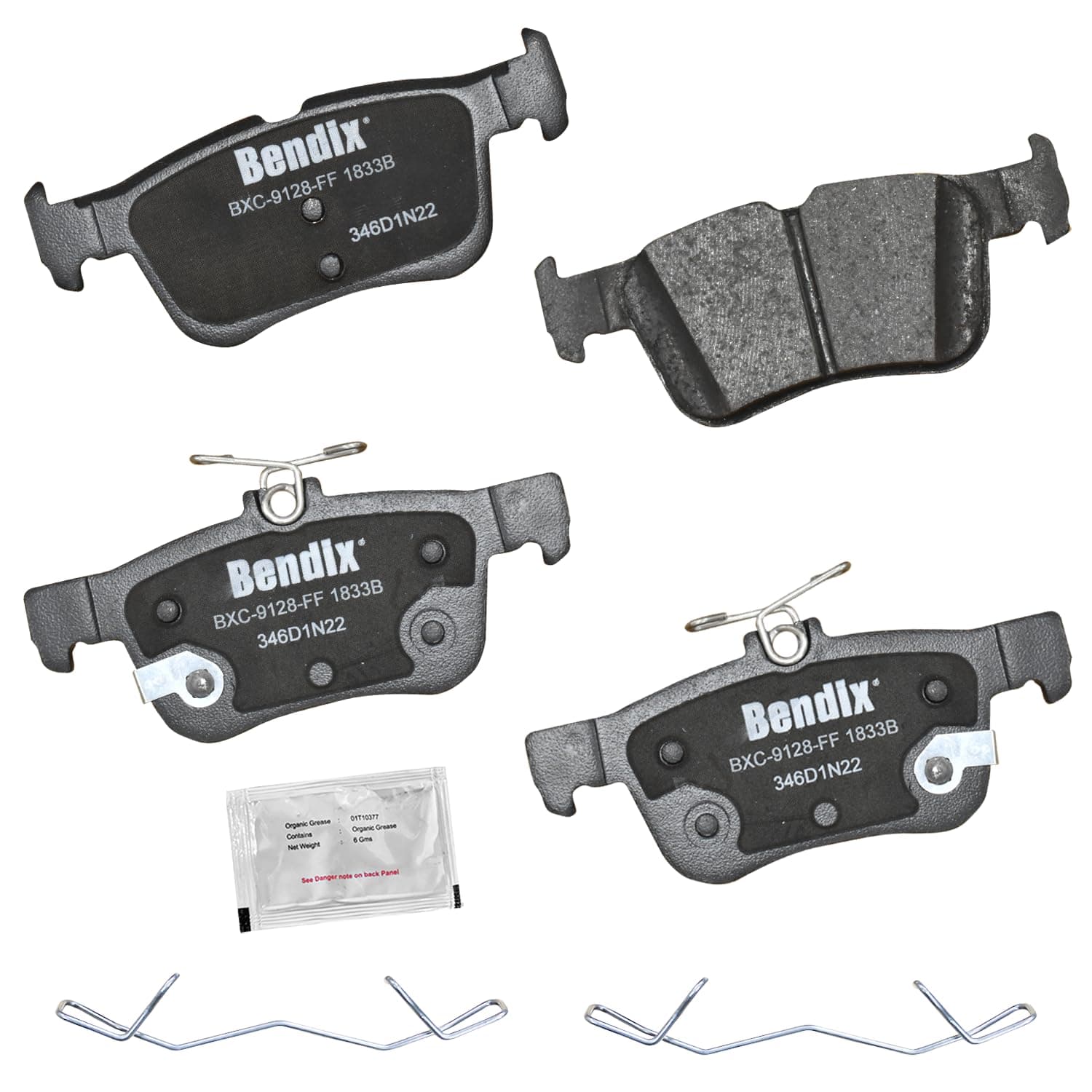 Bendix Priority1 CFC1833B Ceramic Rear Brake Pads for Select Models Ford Bronco Sport,Edge,Escape,Fusion,Maverick,Police Responder Hybrid,SSVPlug-In Hybrid,Lincoln Continental,Corsair,MKX,MKZ,Nautilus