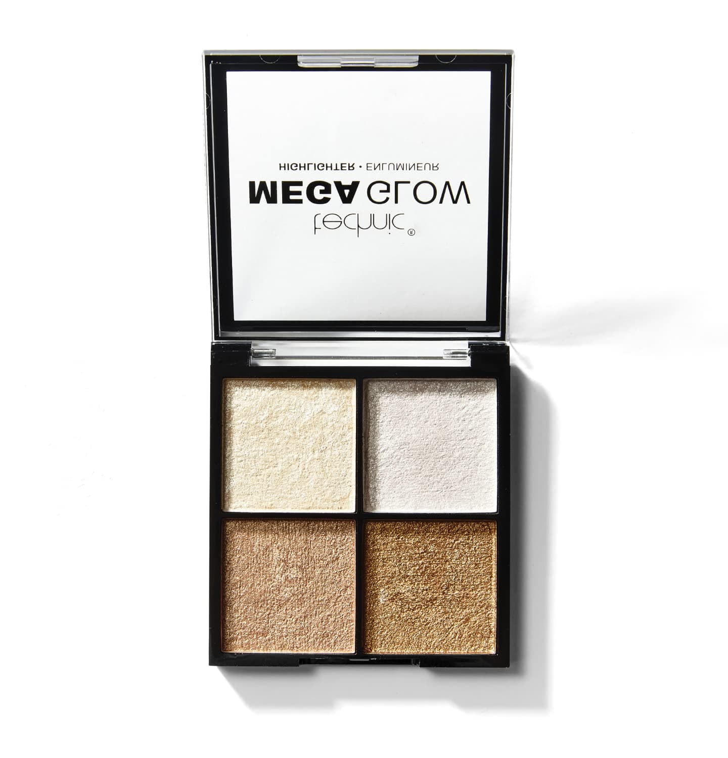 Mega Glow Highlighter Palette - 4 Highly Pigmented, Long Lasting Shimmer Powders That Blend Beautifully To Highlight and Enhance Makeup On All Skin Tones - 10g