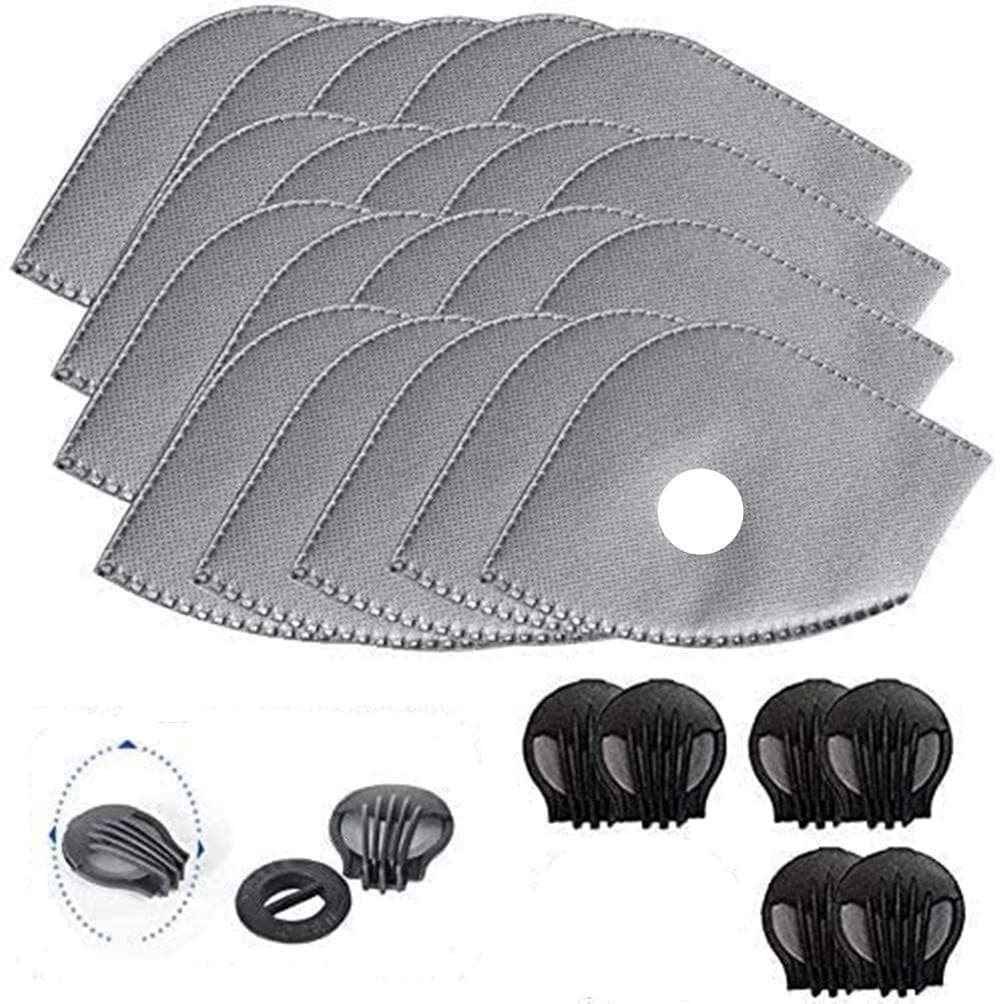 15 Pieces Five-layer Activated Carbon Filters Replaceable Filter Inserts and Exhaust Valves Replacement for Men Women with 6 Exhaust Valves