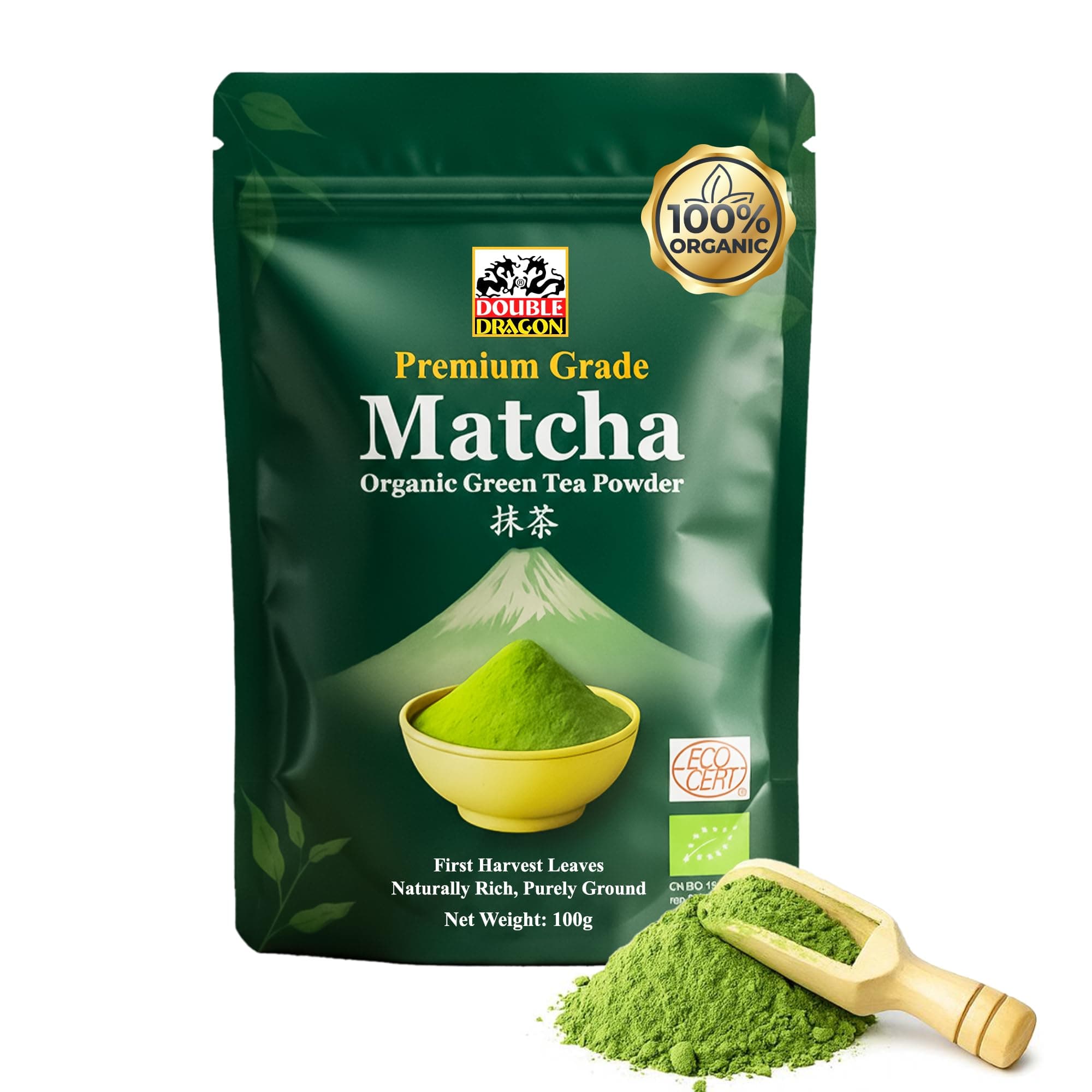 Organic Match Green Tea Powder 100g - Premium Ceremonial Grade Japanese Stone-Ground Matcha Powder | Antioxidant Rich Matcha Tea for Lattes, Smoothies & Baking | Vegan and Gluten-free