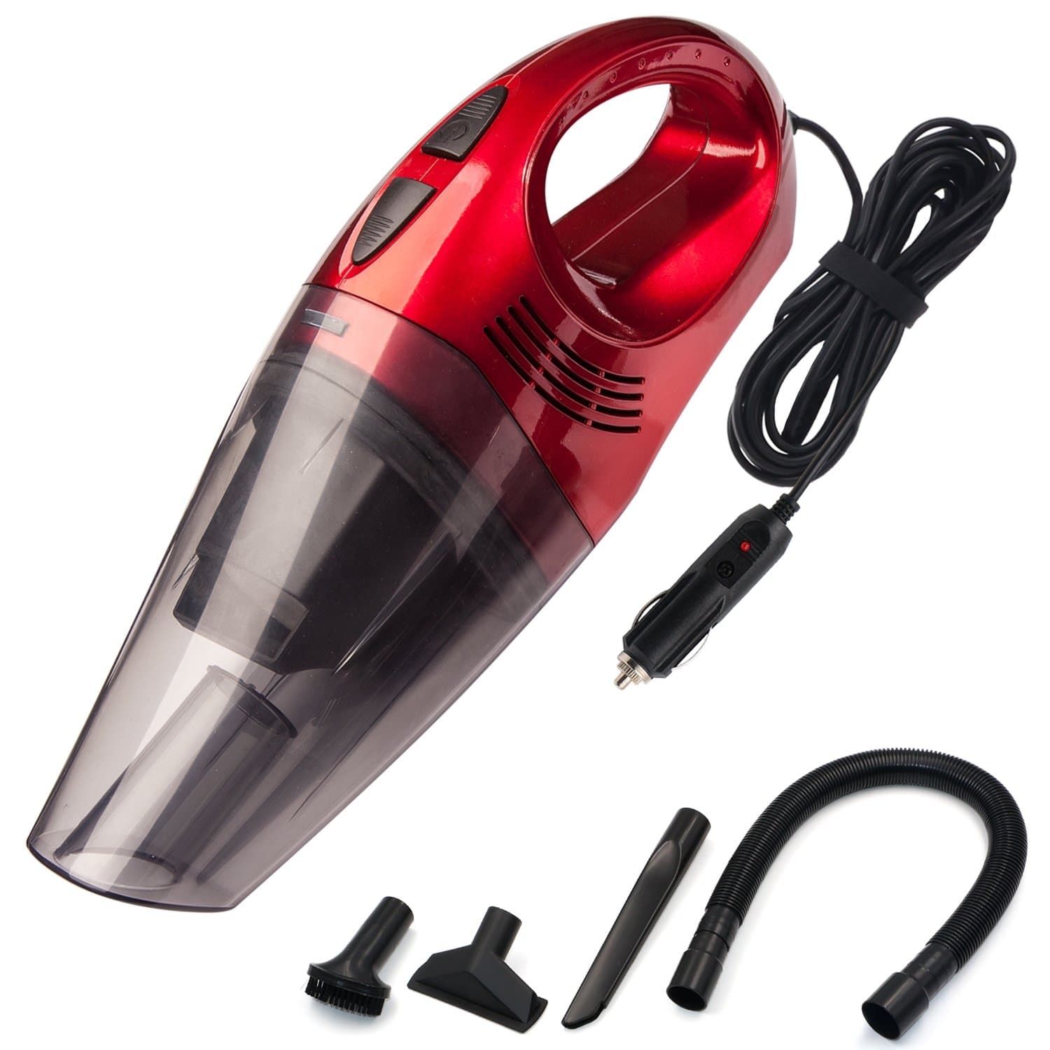 Trehai Car Vacuum Cleaner - DC 12V 120W Wet/Dry High Powerful 4500pa Suction Portable Handheld Auto Vacuum Cleaner Car Hoover Dust Buster with 4.5M Power Cord, Red