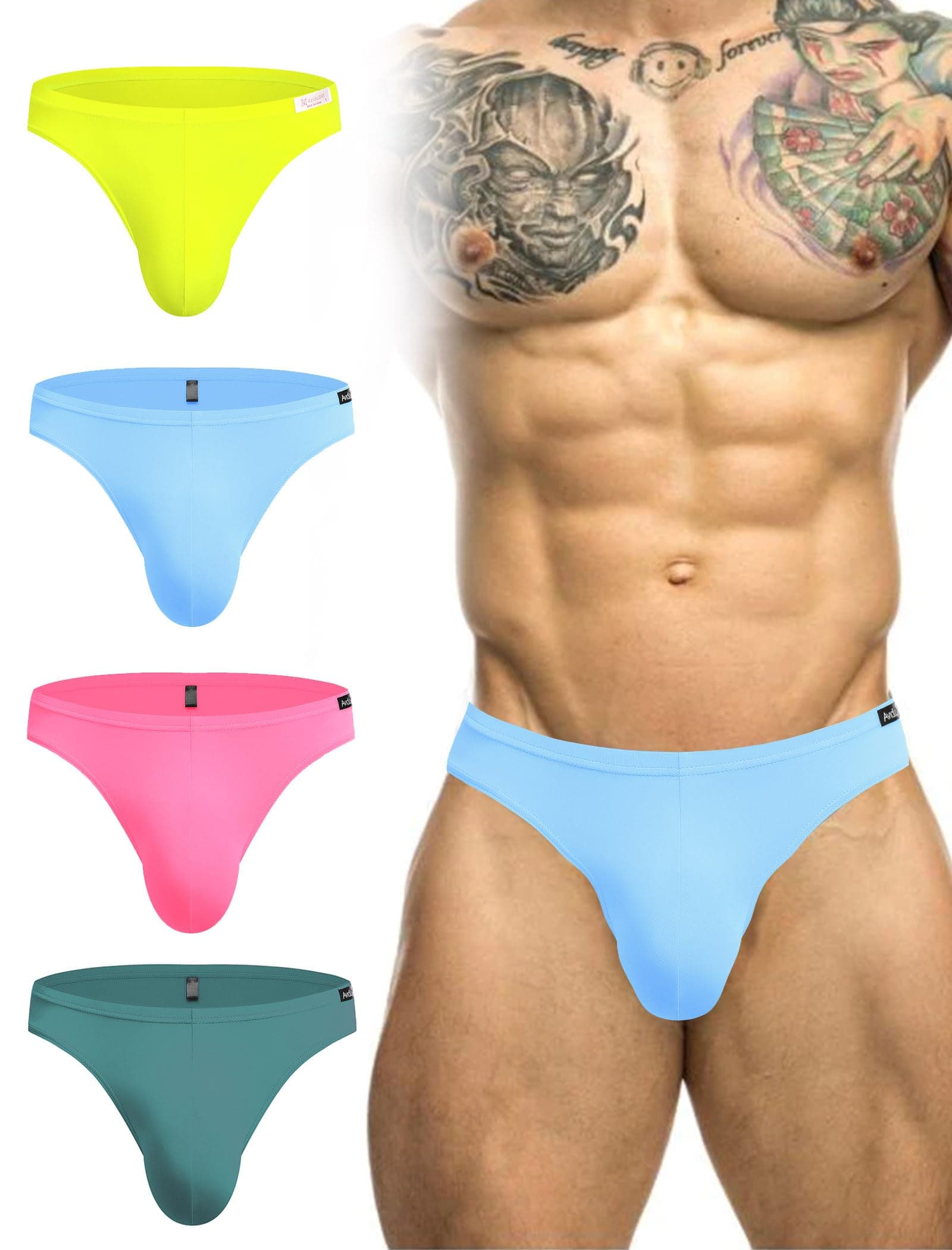 Mens Bikini Underwear Low Rise Briefs Microfiber Underpants 4 Pack